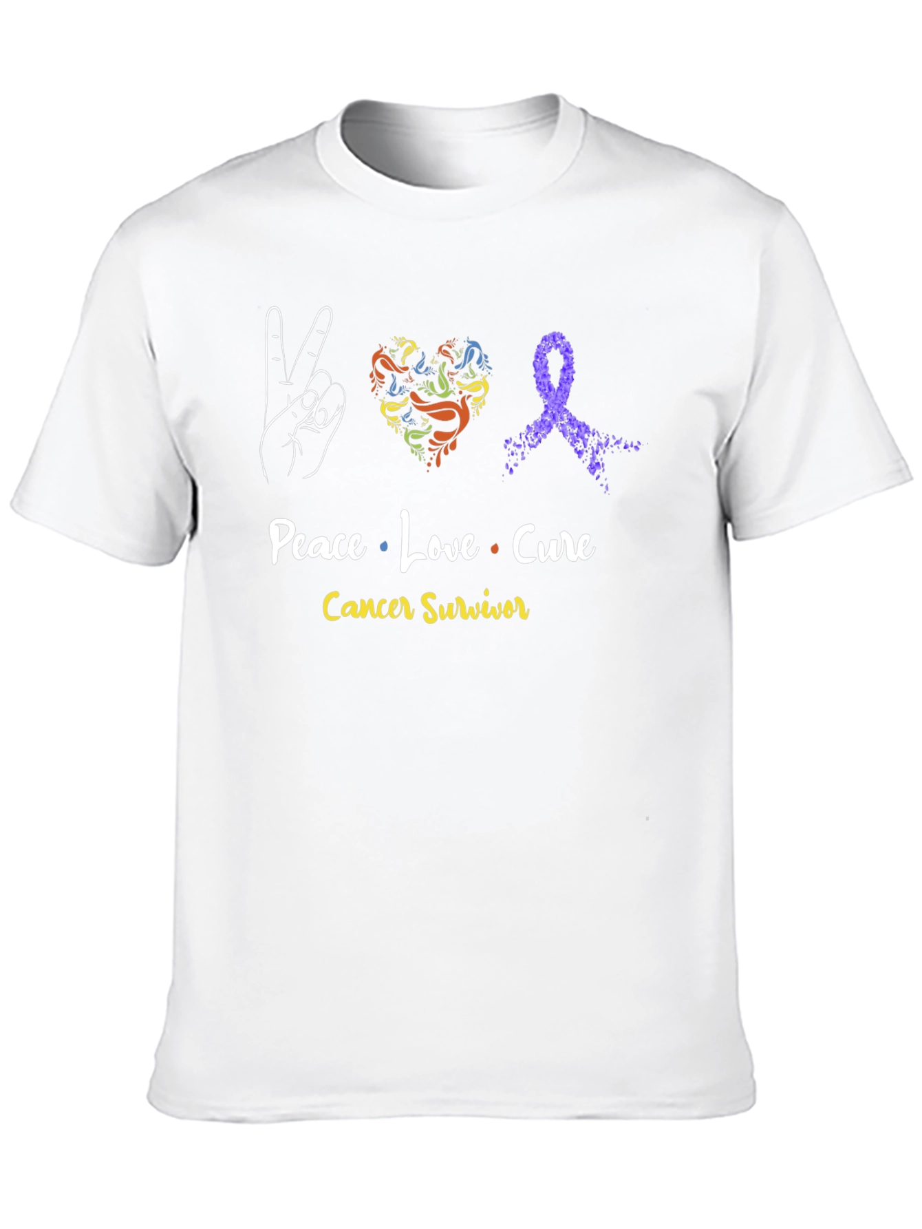 Peace Love Cure Cancer Survivor T-Shirt