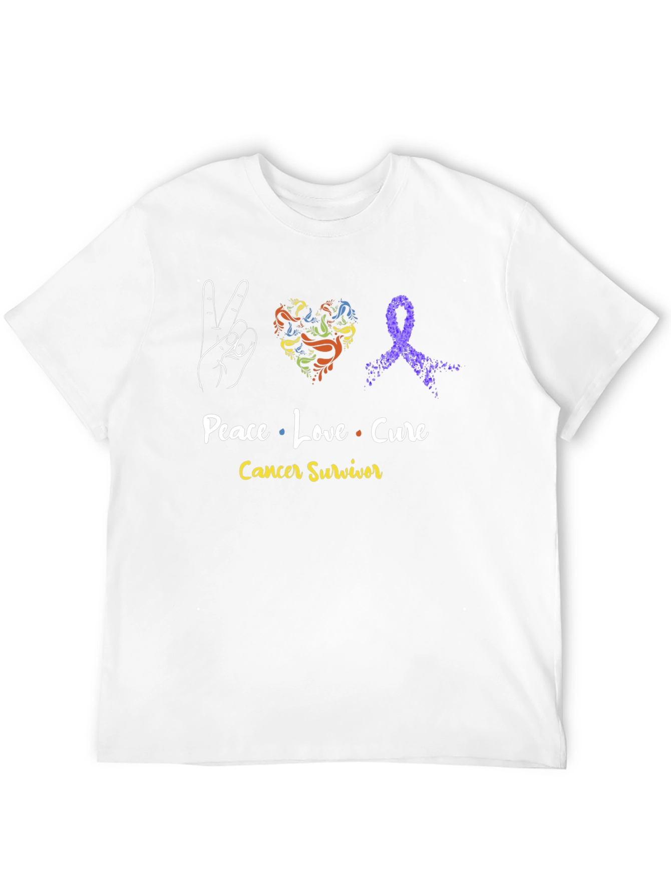 Peace Love Cure Cancer Survivor T-Shirt