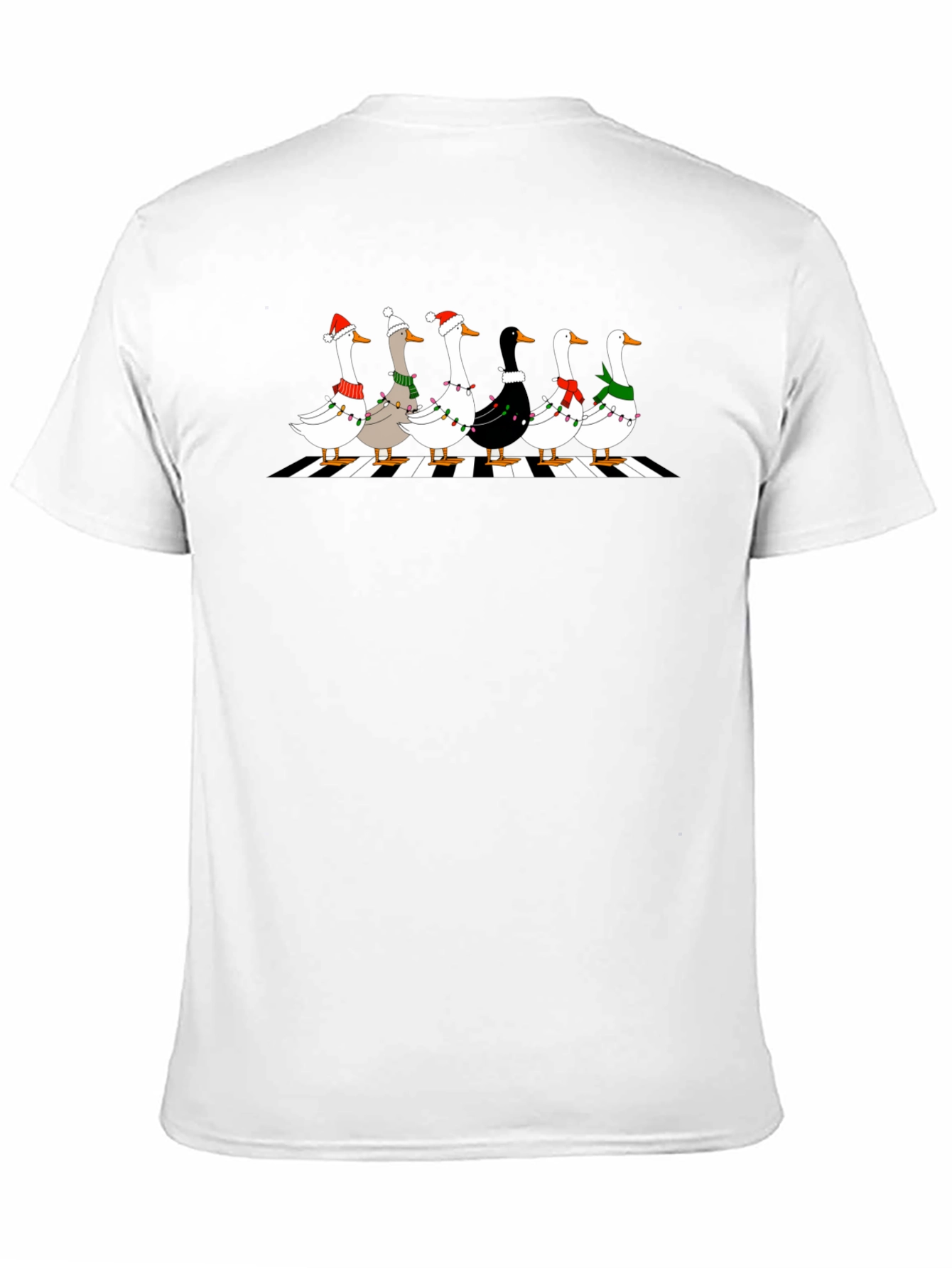 Holiday Geese Abbey Road Style Black T-Shirt