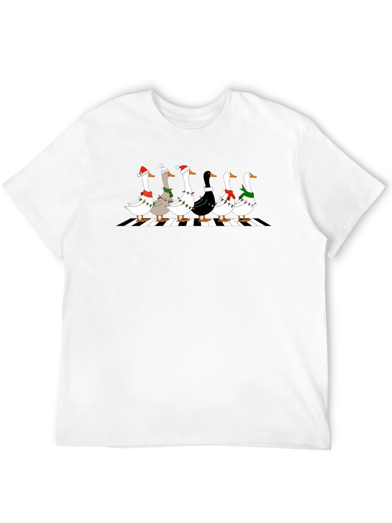 Holiday Geese Abbey Road Style Black T-Shirt