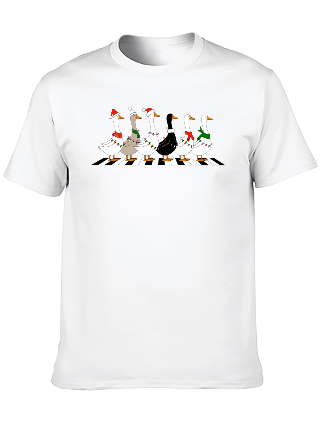 Holiday Geese Abbey Road Style Black T-Shirt