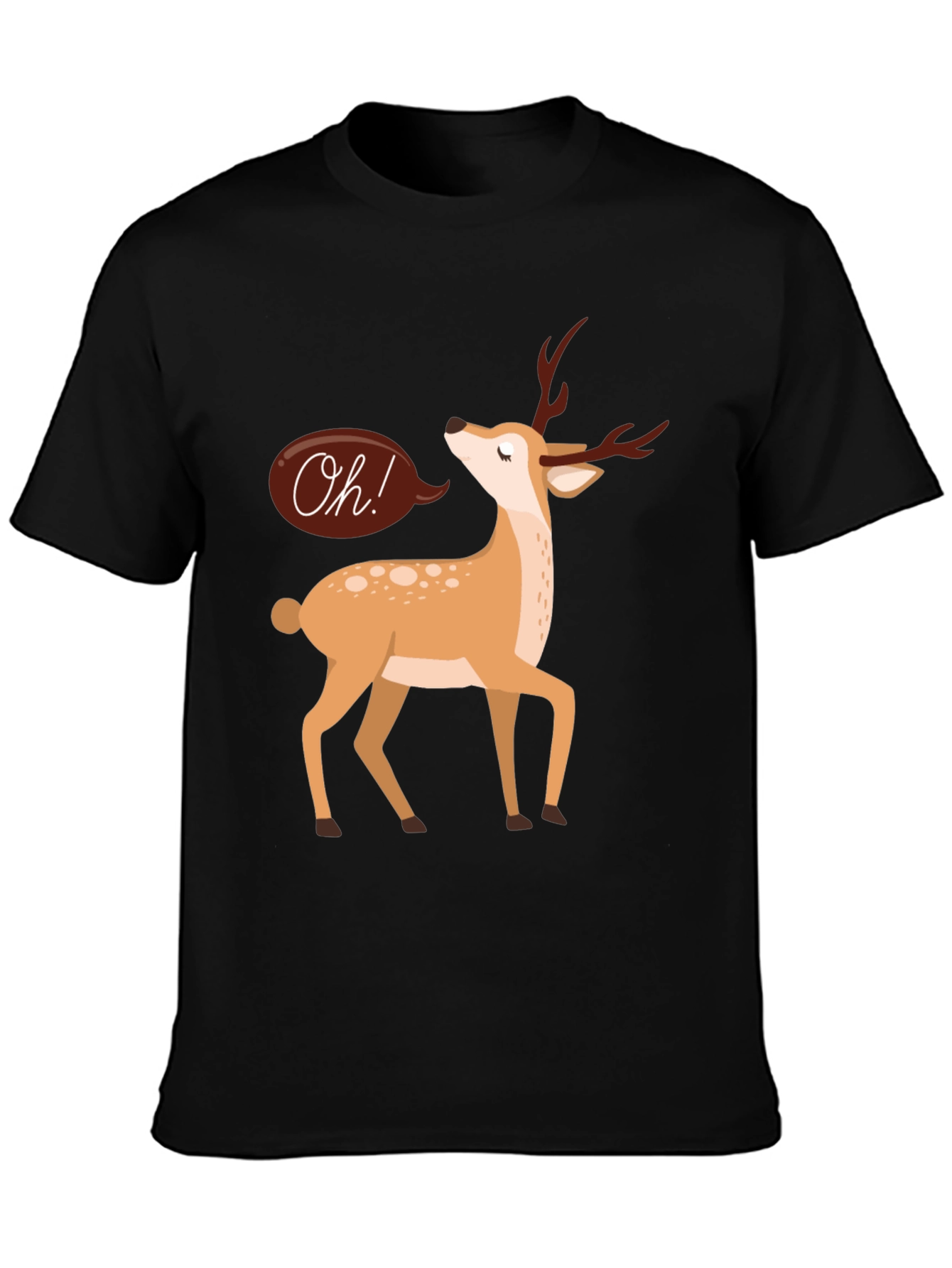 Oh Deer T-Shirt - Black Cotton Graphic Tee