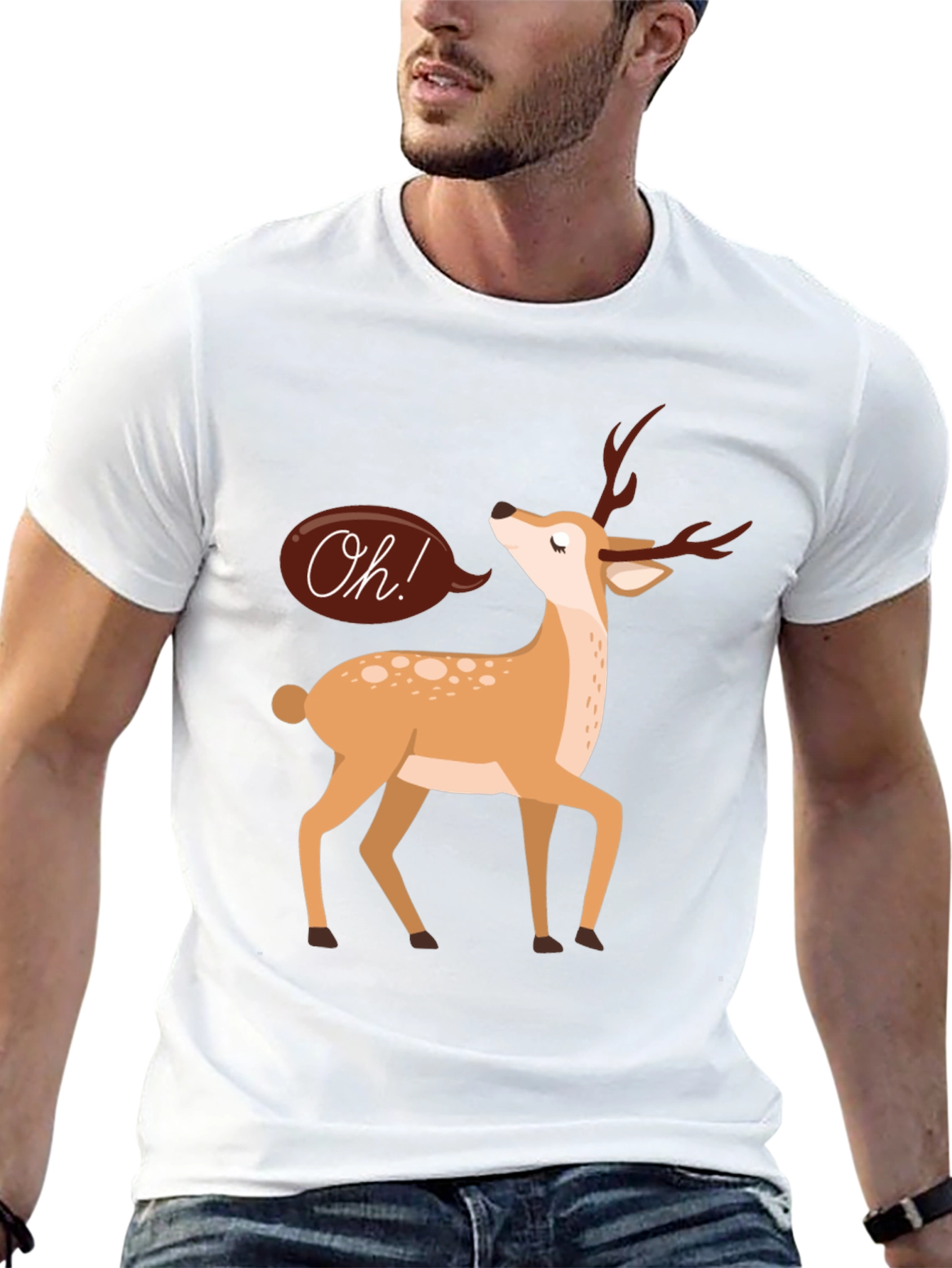 Oh Deer T-Shirt - Black Cotton Graphic Tee