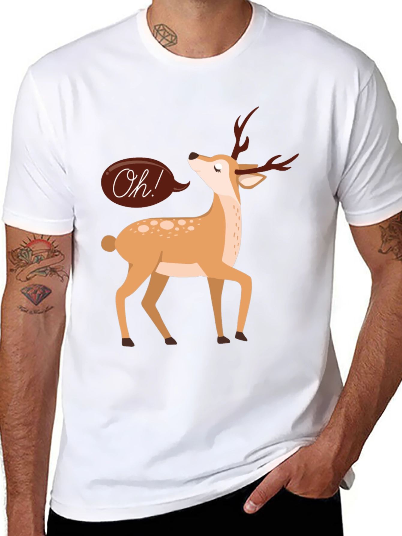 Oh Deer T-Shirt - Black Cotton Graphic Tee
