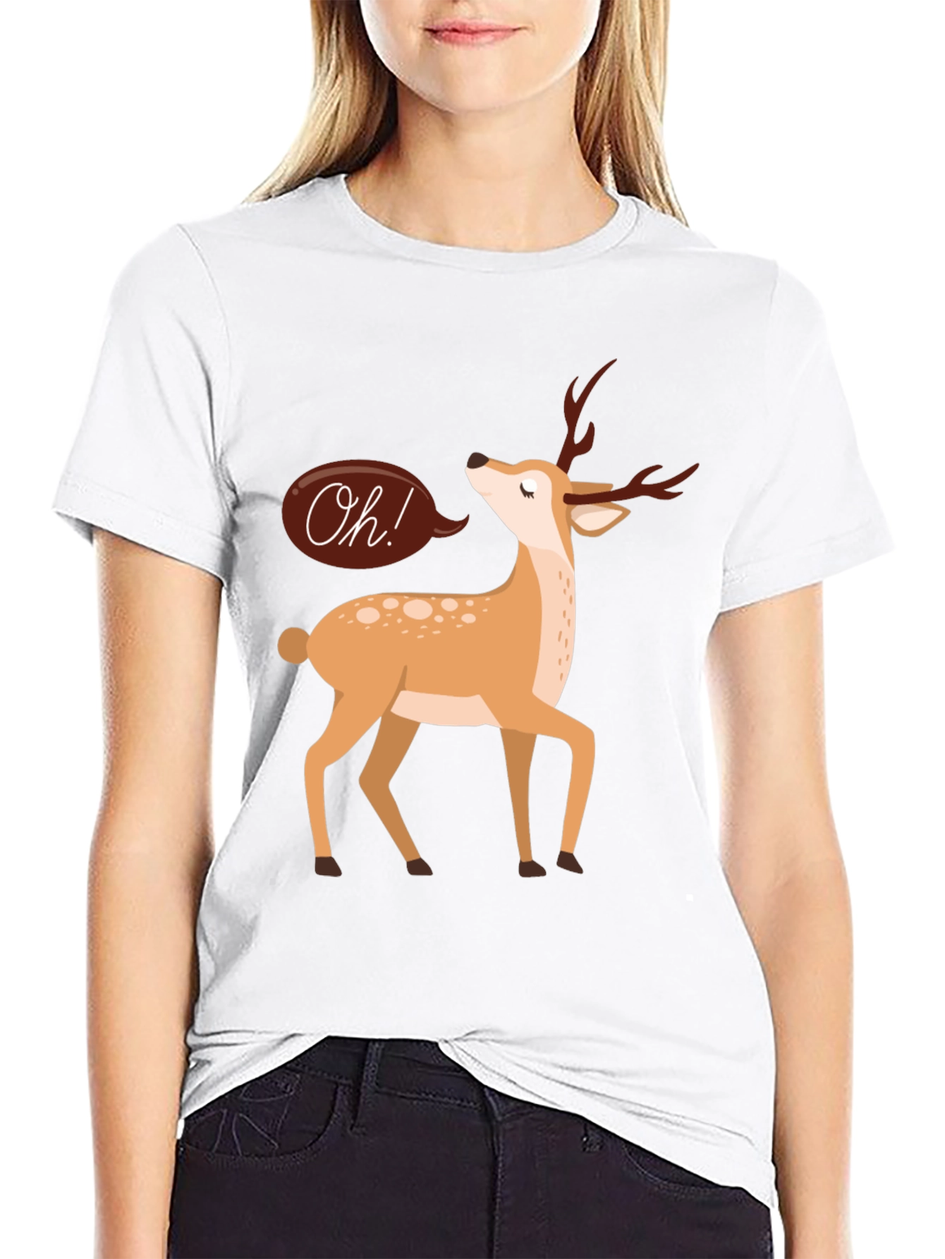 Oh Deer T-Shirt - Black Cotton Graphic Tee