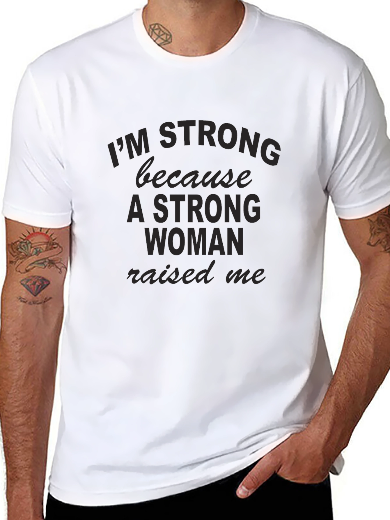 Strong Woman Raised Me Black T-Shirt