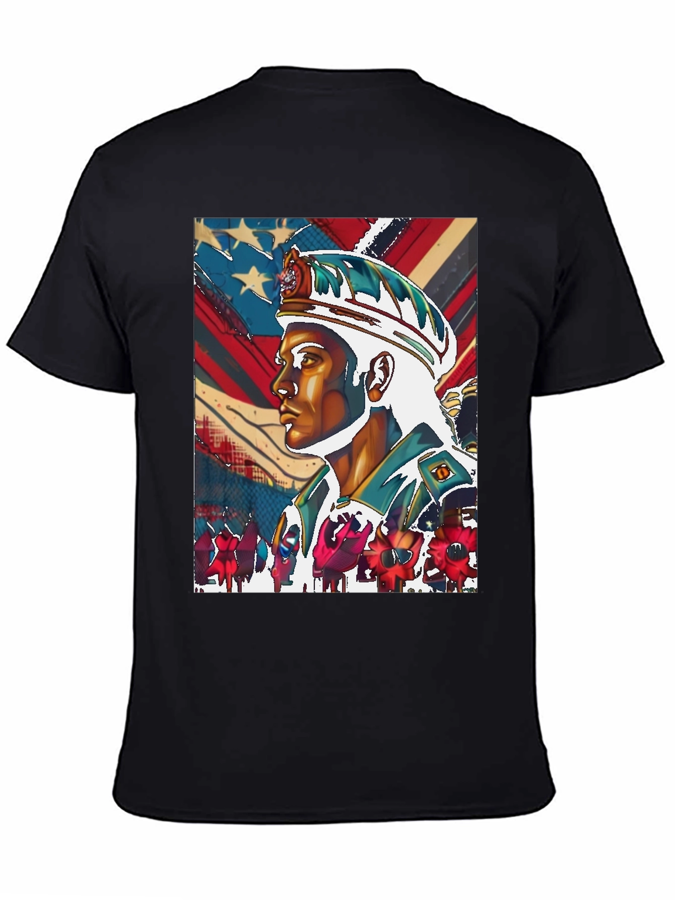 Patriotic Soldier Graphic Tee - Black