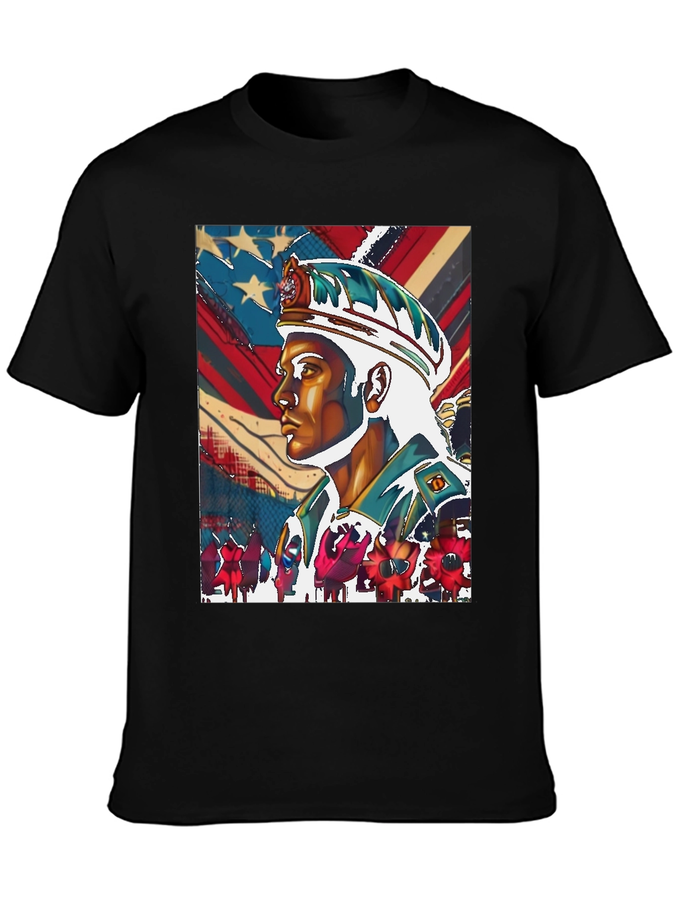 Patriotic Soldier Graphic Tee - Black