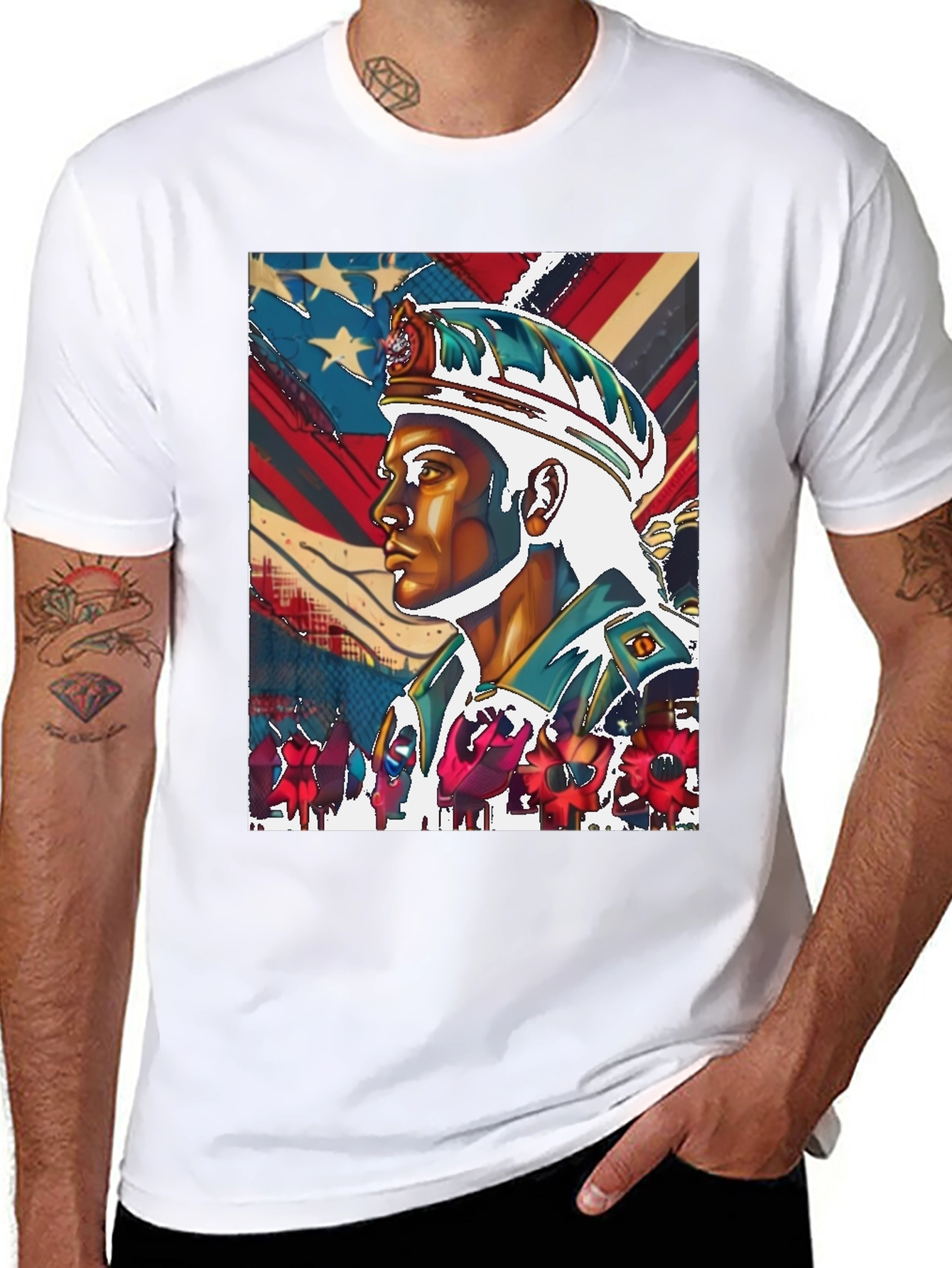 Patriotic Soldier Graphic Tee - Black