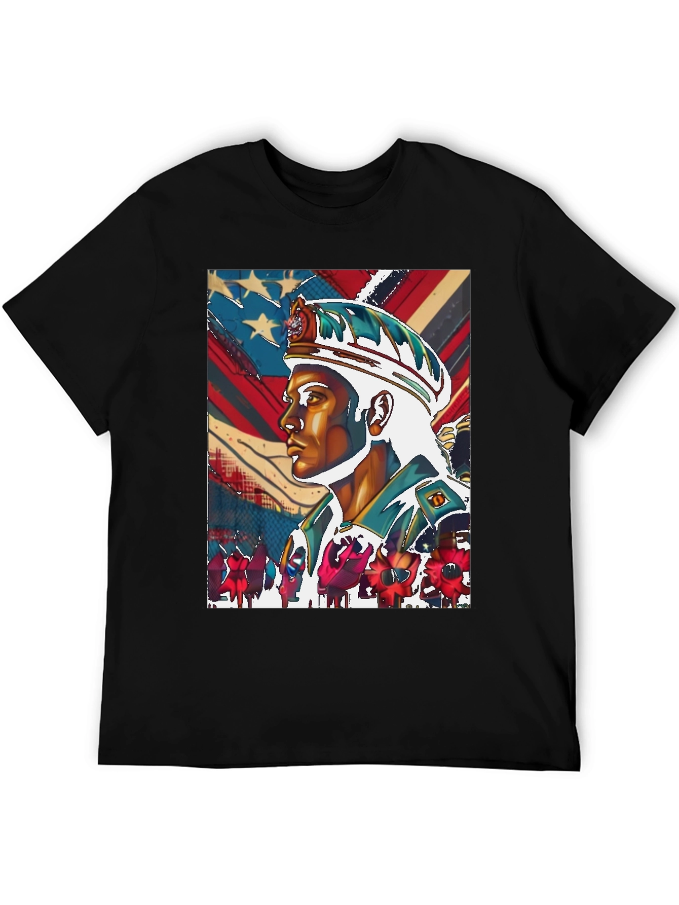 Patriotic Soldier Graphic Tee - Black