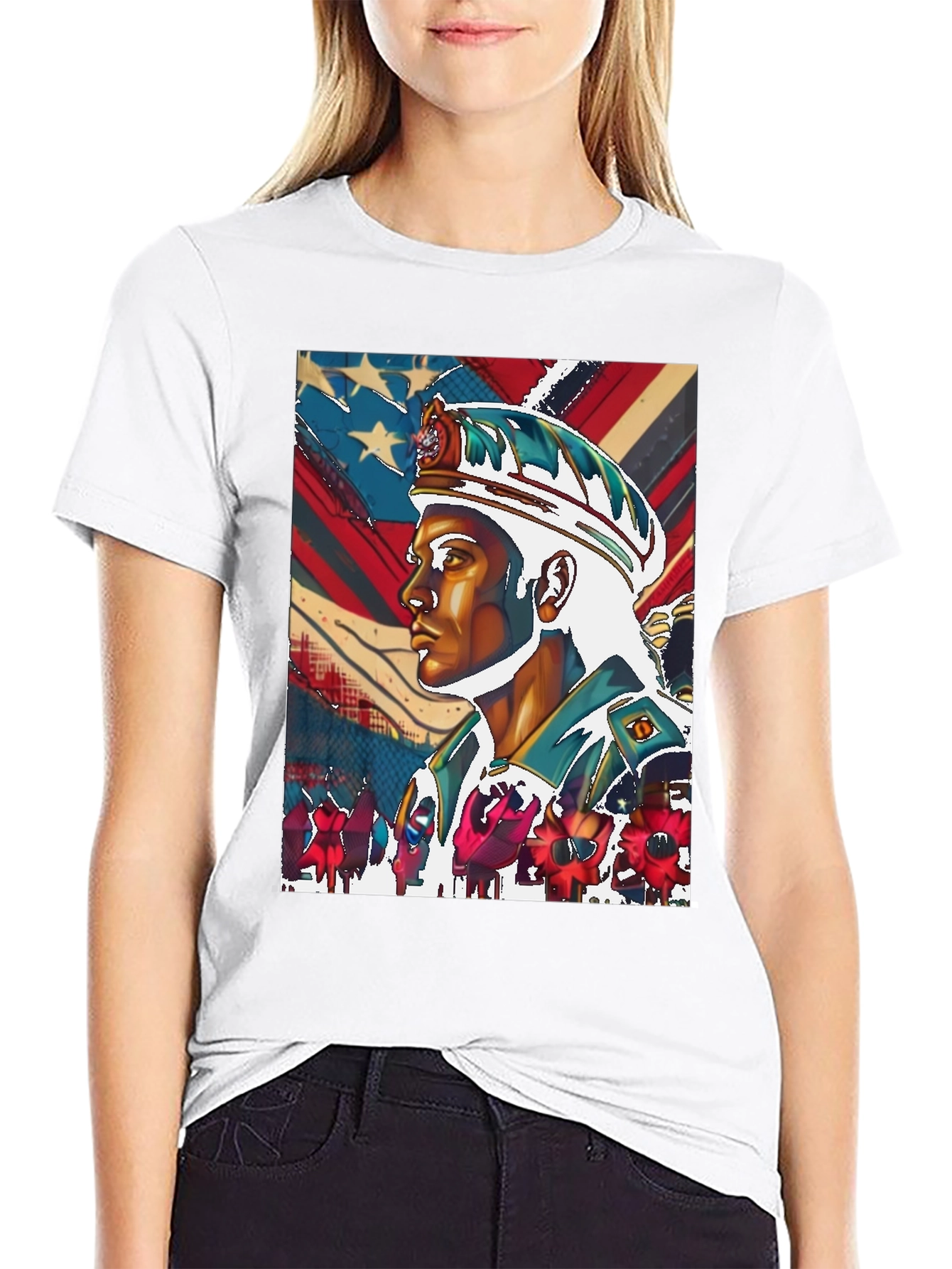 Patriotic Soldier Graphic Tee - Black