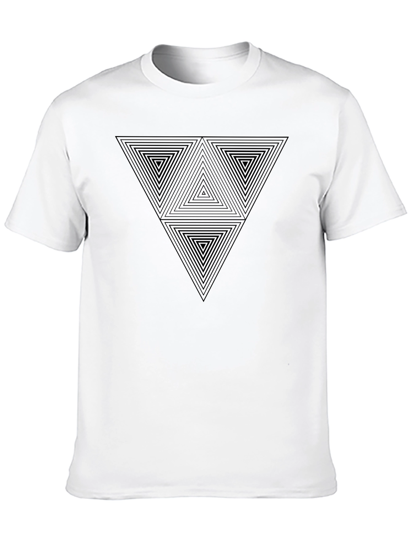 Geometric Triangle Graphic Print Mens Black T-Shirt