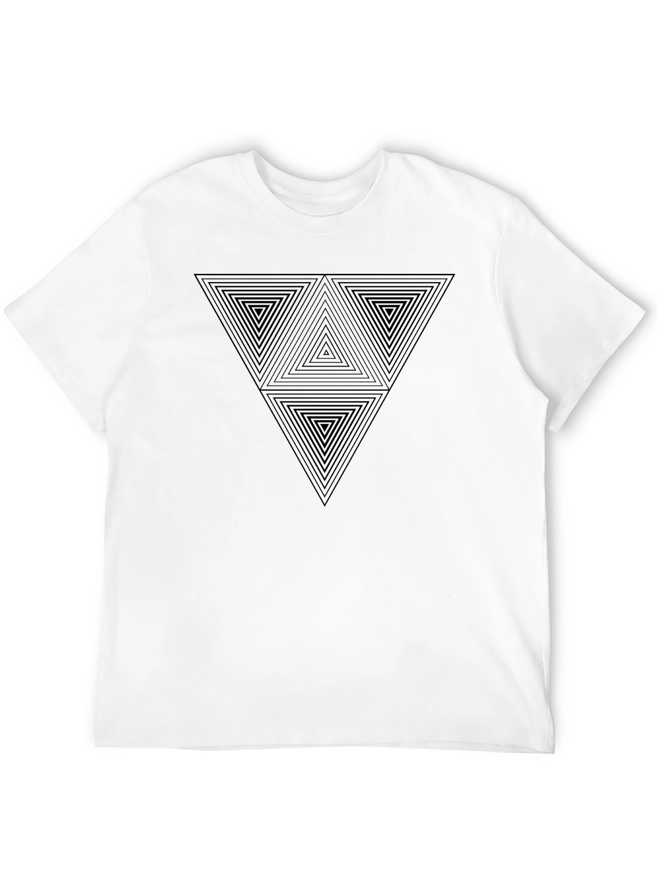 Geometric Triangle Graphic Print Mens Black T-Shirt