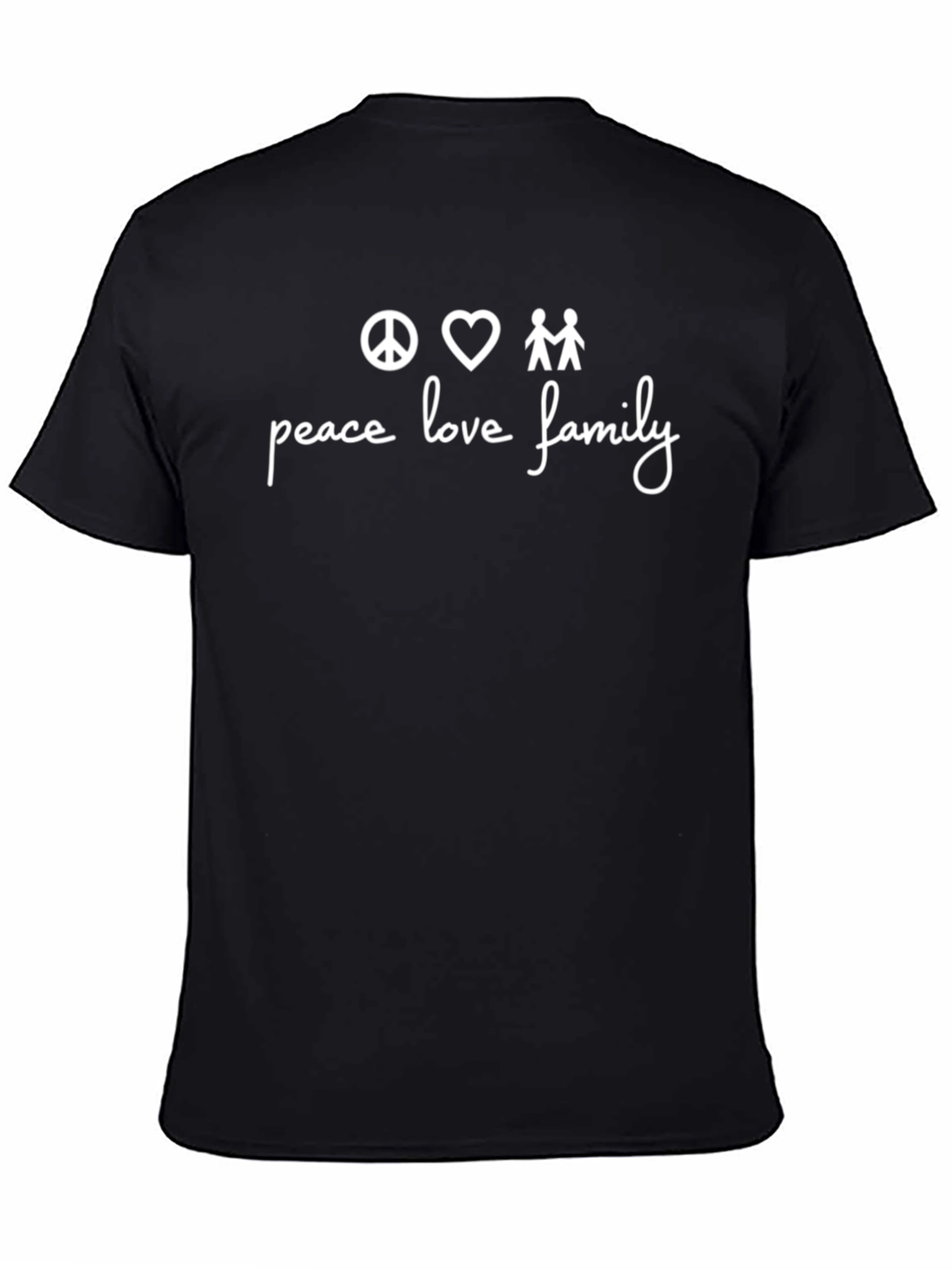 Peace Love Family Graphic T-Shirt - Black