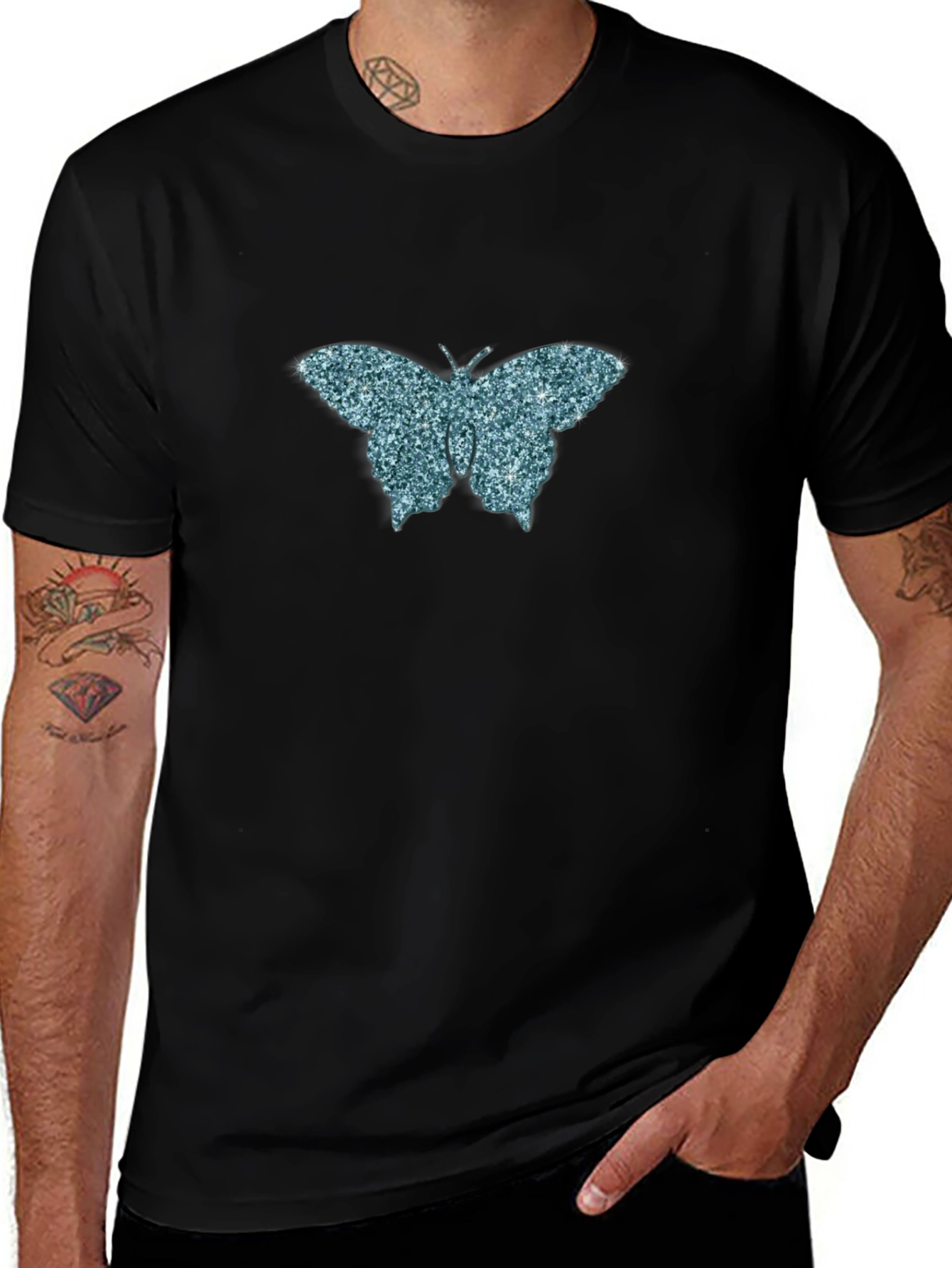 Butterfly Graphic Tee - Mens Black T-Shirt