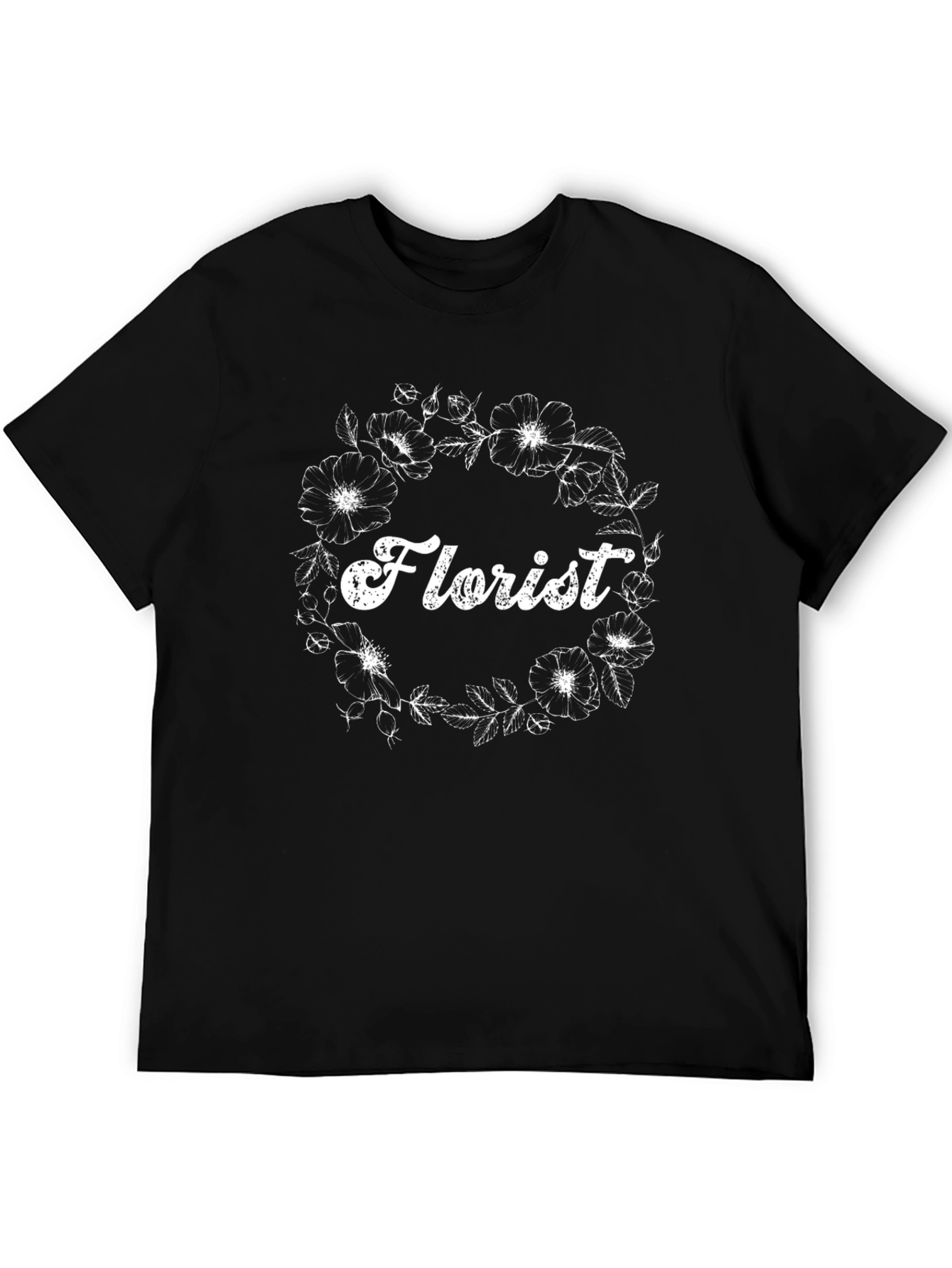 Florist Floral Wreath Black T-Shirt