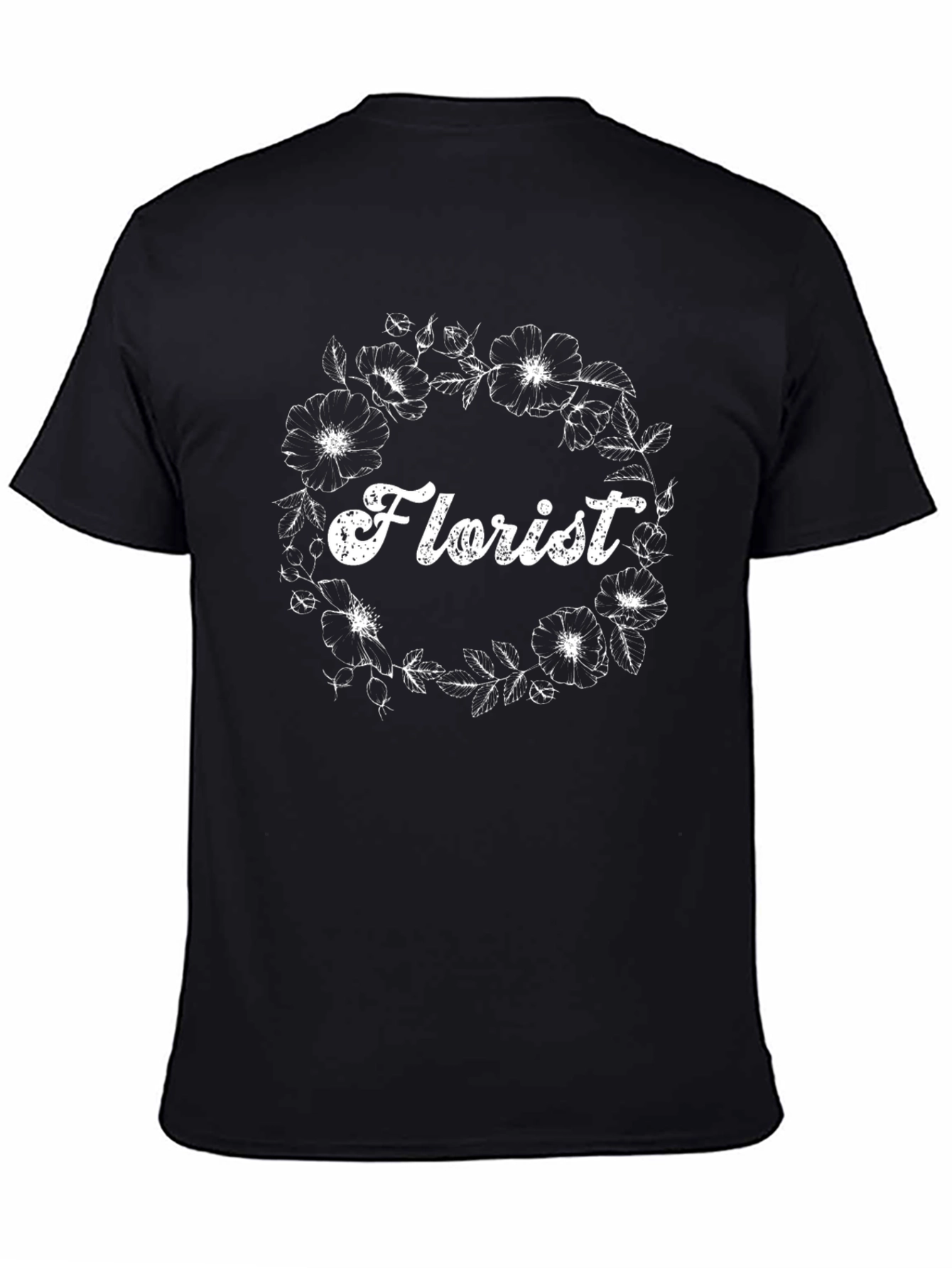 Florist Floral Wreath Black T-Shirt
