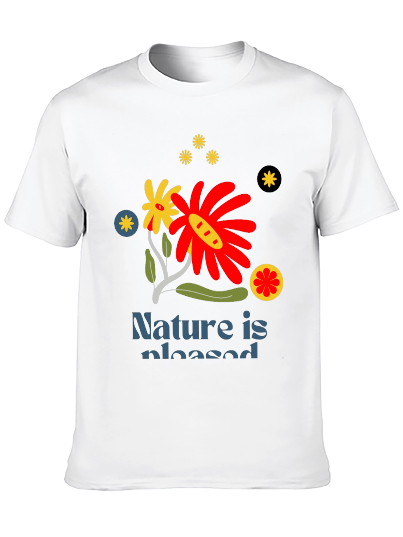 Nature Is Pleased Graphic Tee - Stylish Black T-Shirt