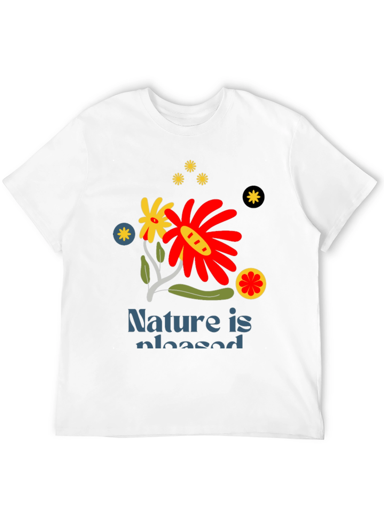 Nature Is Pleased Graphic Tee - Stylish Black T-Shirt