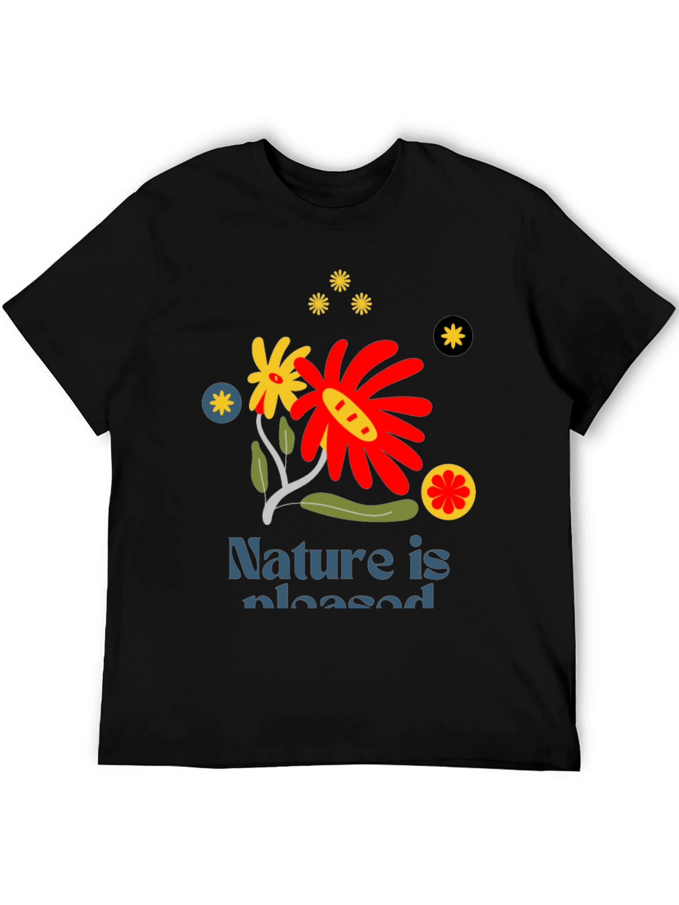 Nature Is Pleased Graphic Tee - Stylish Black T-Shirt