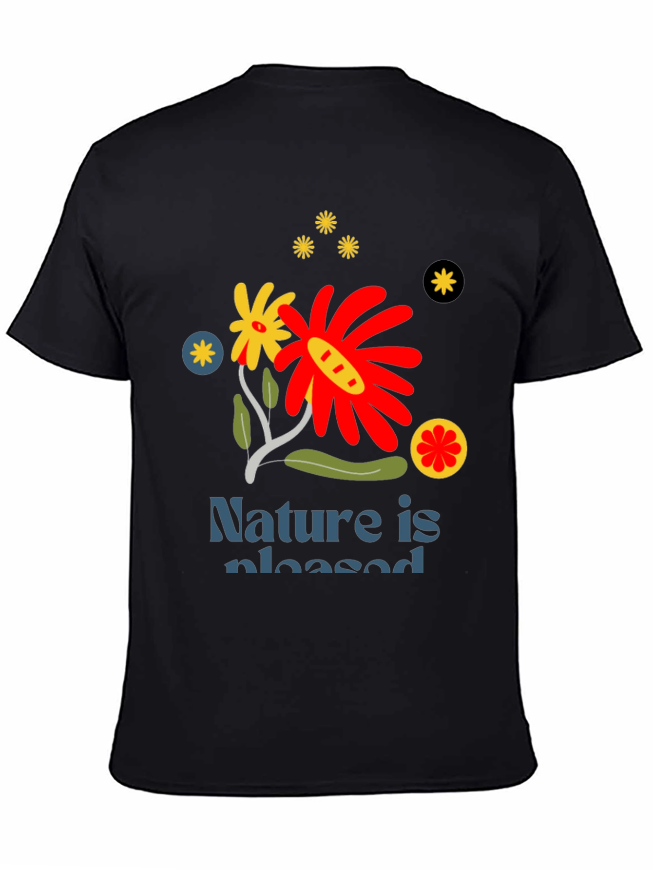 Nature Is Pleased Graphic Tee - Stylish Black T-Shirt