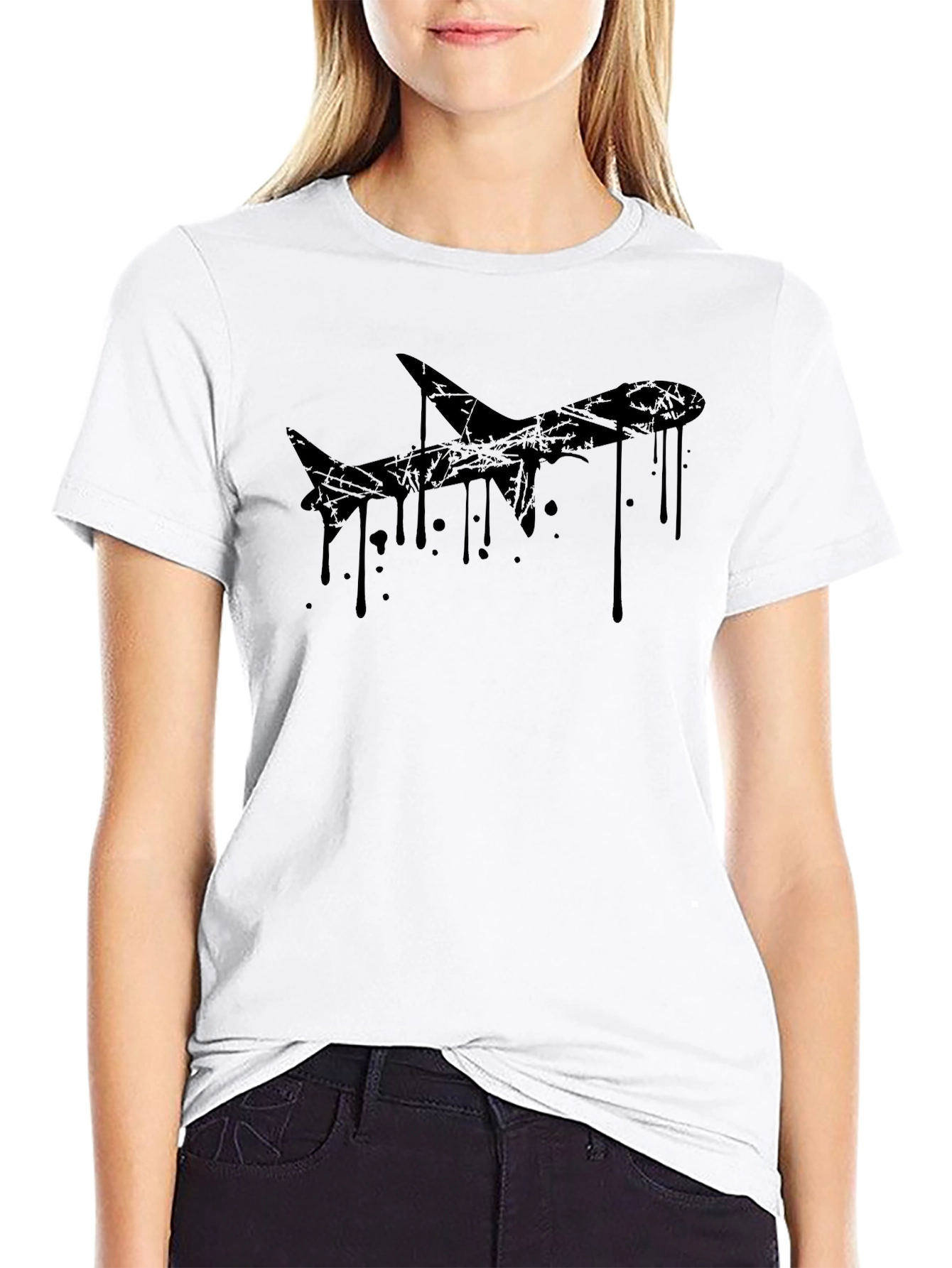 Black Airplane Graphic T-Shirt