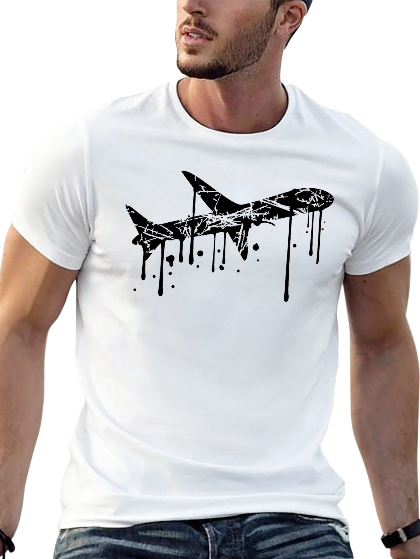 Black Airplane Graphic T-Shirt