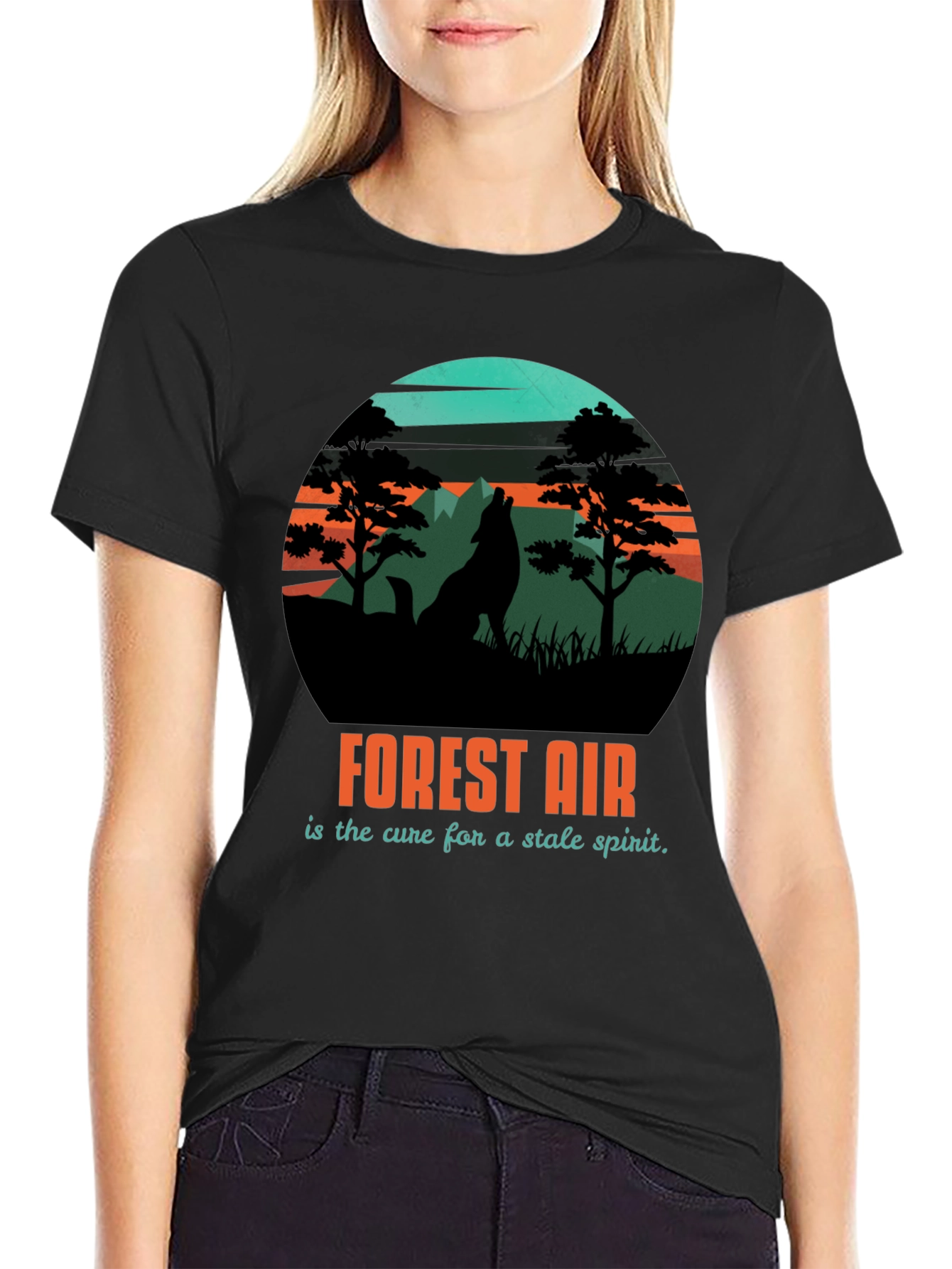 Forest Air Graphic Tee - Nature Wolf Design