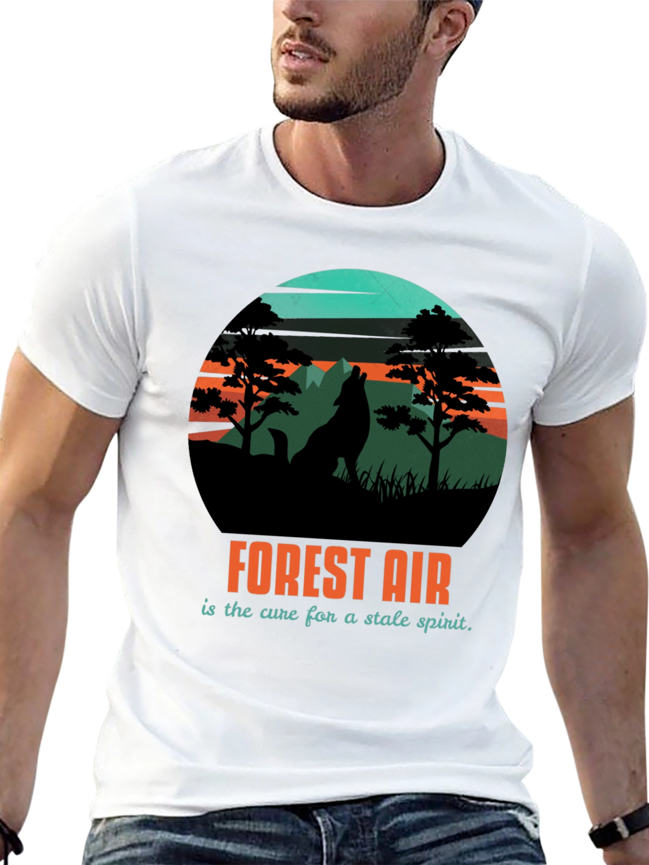 Forest Air Graphic Tee - Nature Wolf Design