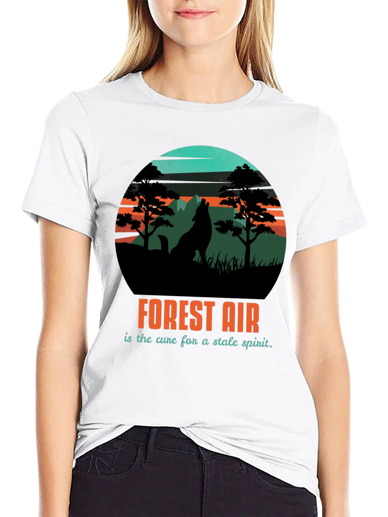 Forest Air Graphic Tee - Nature Wolf Design