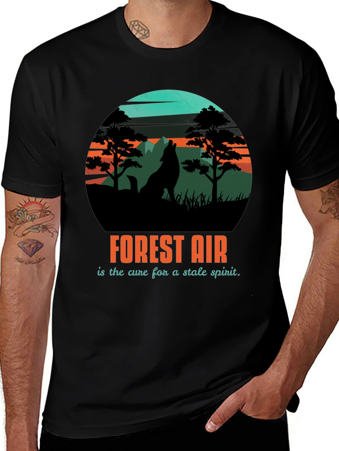 Forest Air Graphic Tee - Nature Wolf Design