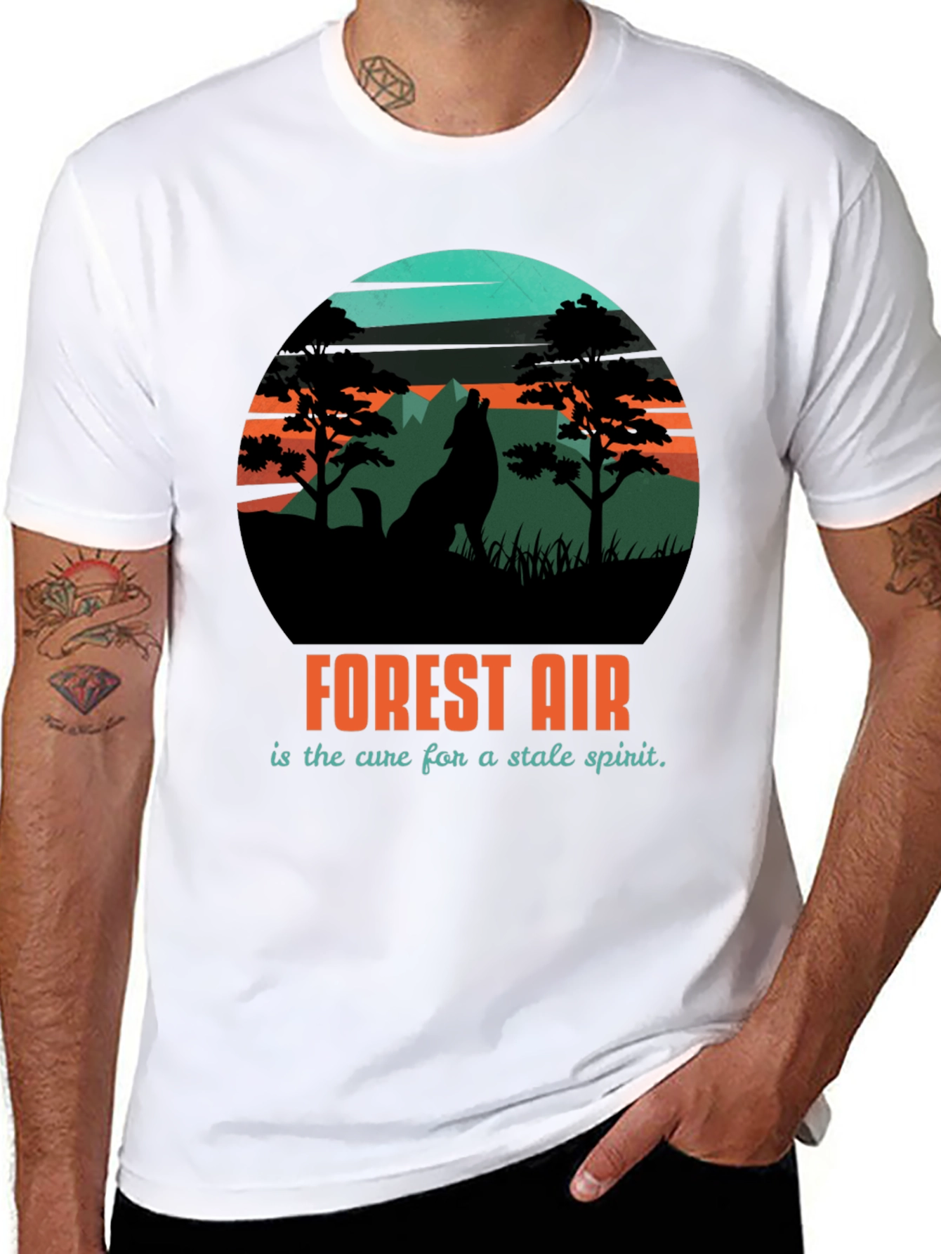 Forest Air Graphic Tee - Nature Wolf Design
