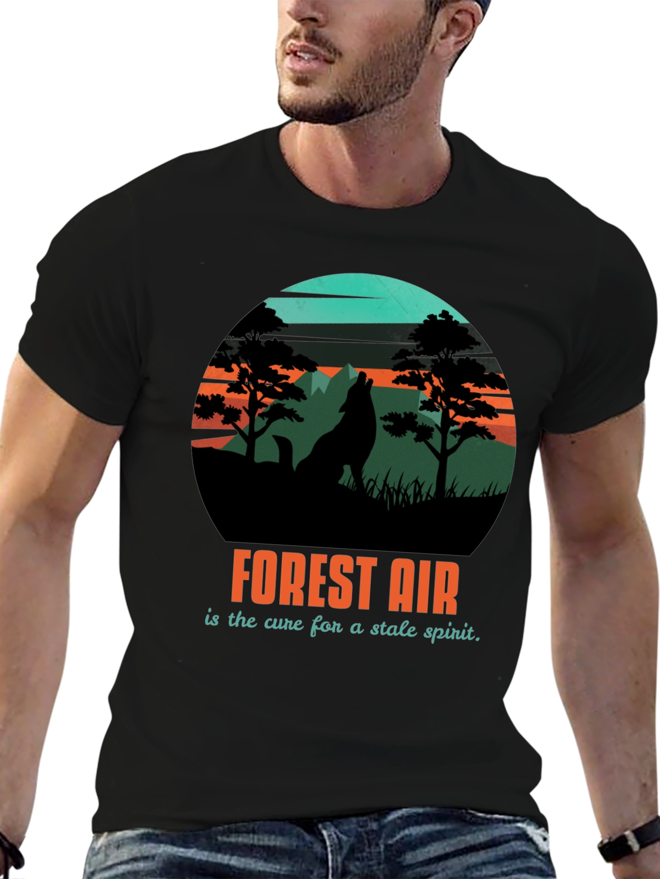 Forest Air Graphic Tee - Nature Wolf Design