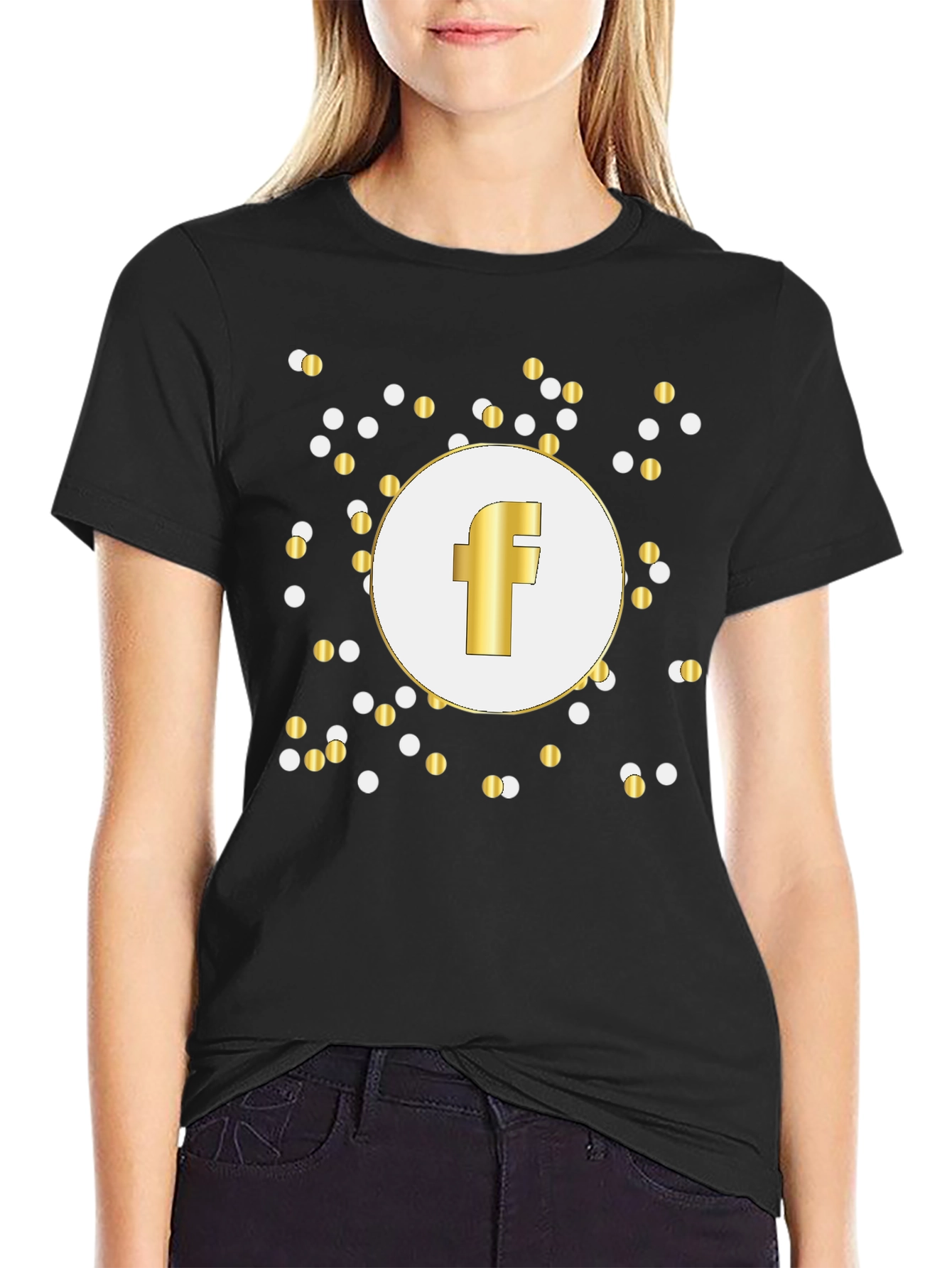 Gold F Logo Black T-Shirt