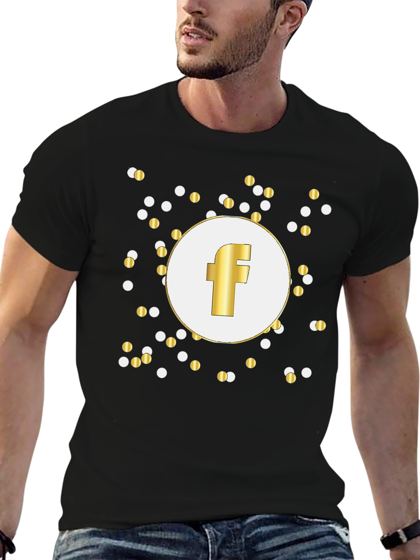 Gold F Logo Black T-Shirt