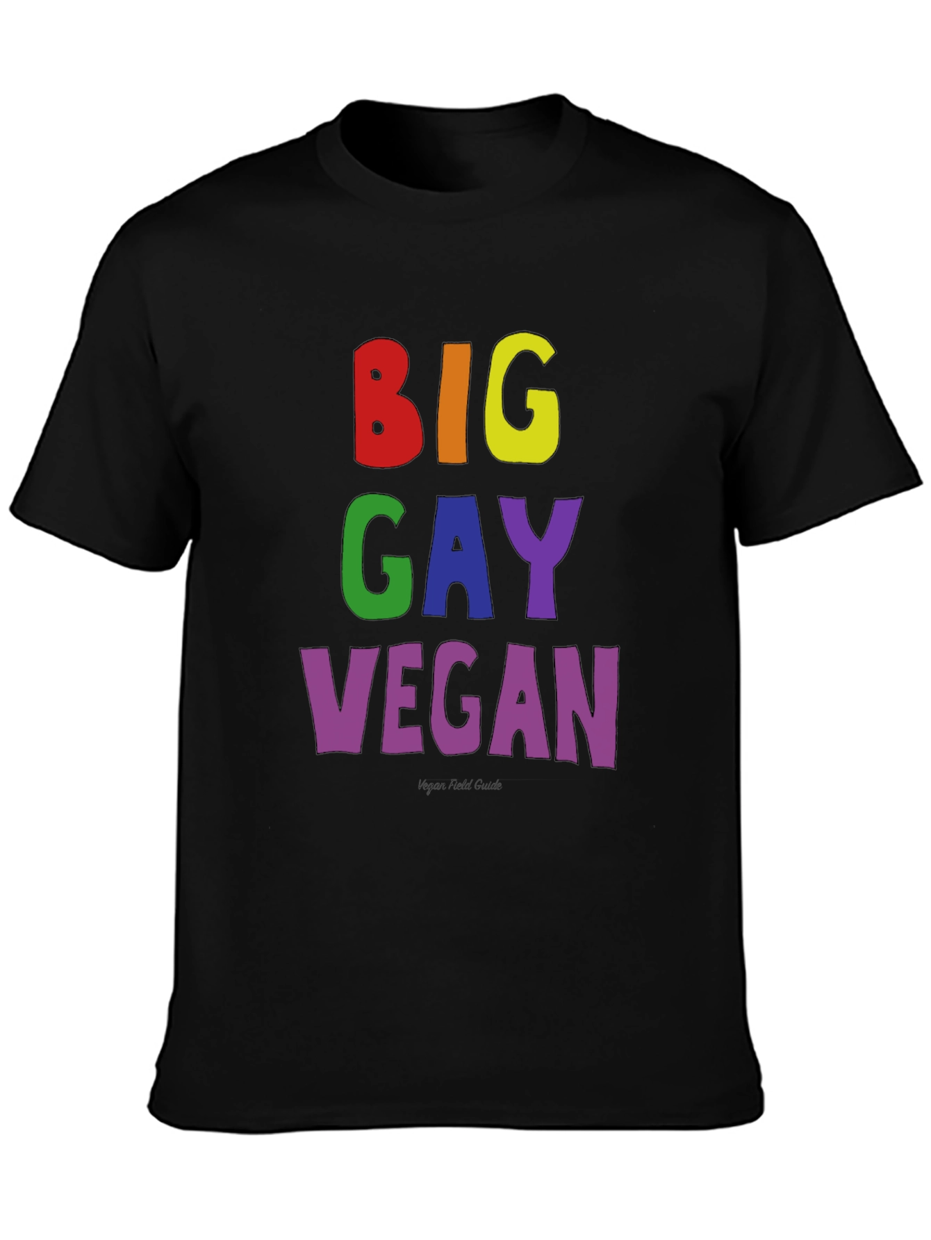 Big Gay Vegan Pride T-Shirt - Black Cotton Tee
