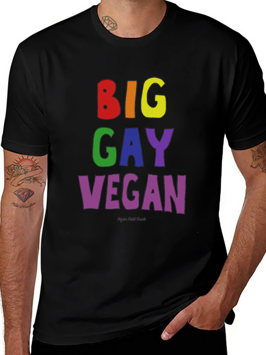 Big Gay Vegan Pride T-Shirt - Black Cotton Tee
