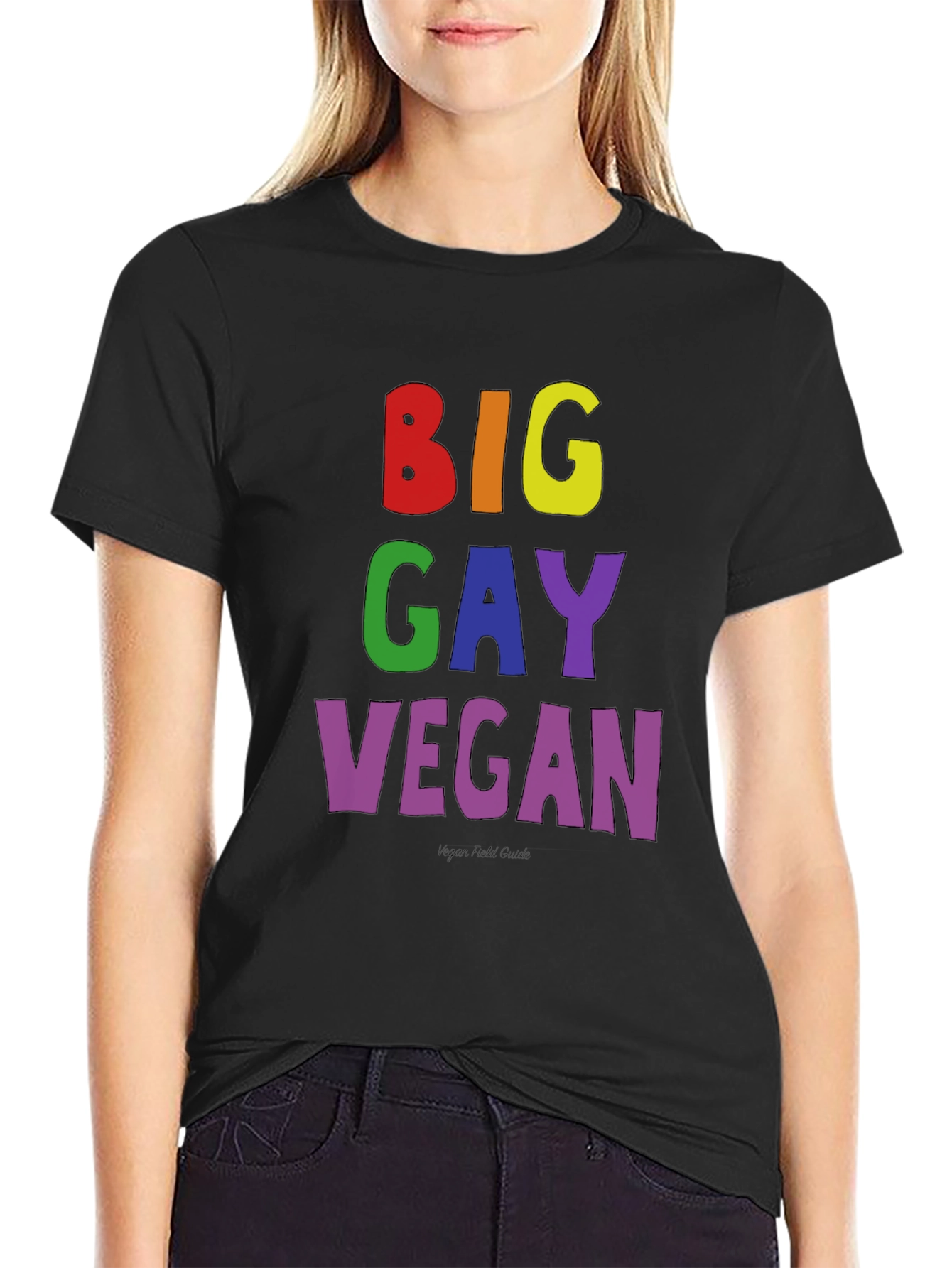 Big Gay Vegan Pride T-Shirt - Black Cotton Tee