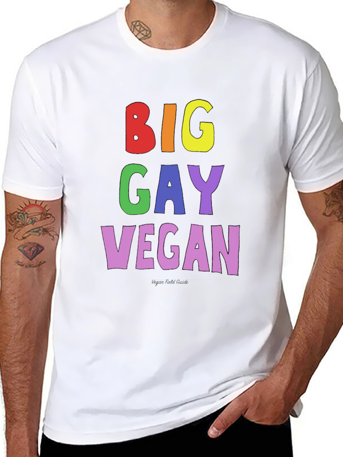 Big Gay Vegan Pride T-Shirt - Black Cotton Tee