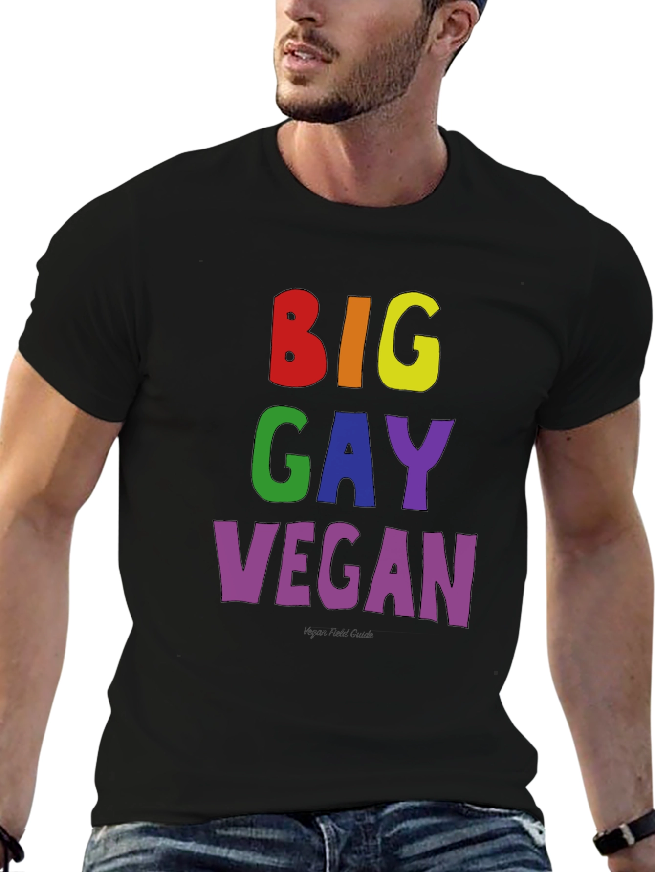 Big Gay Vegan Pride T-Shirt - Black Cotton Tee