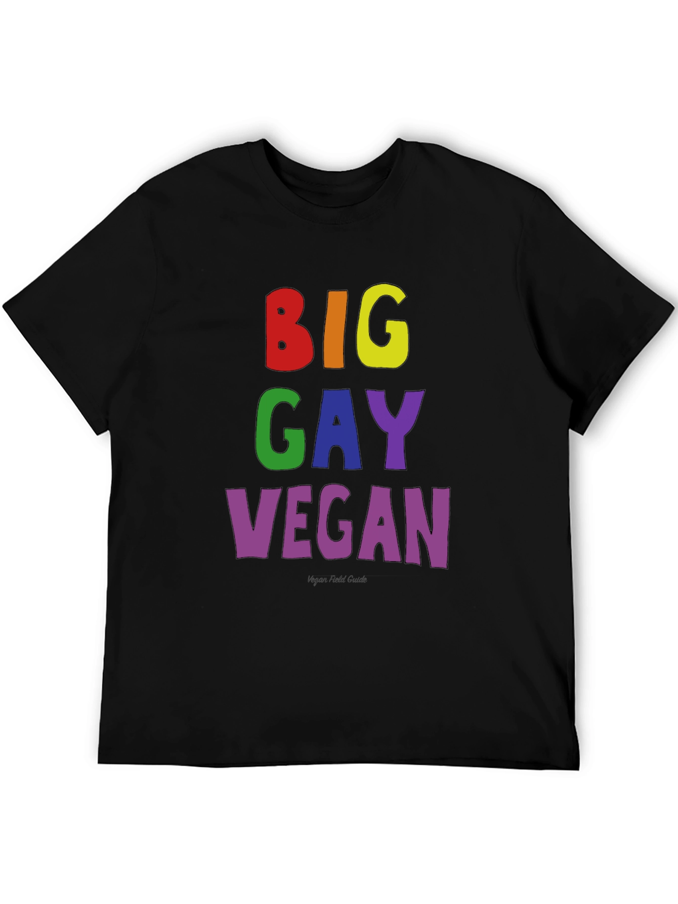 Big Gay Vegan Pride T-Shirt - Black Cotton Tee