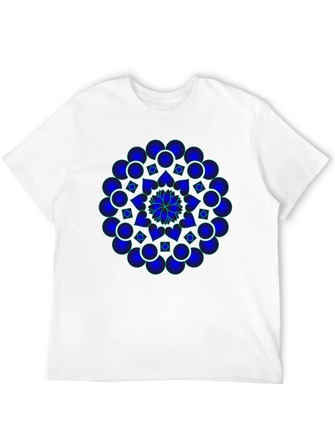 Mandala T-Shirt - Graphic Blue Print Black Cotton Tee