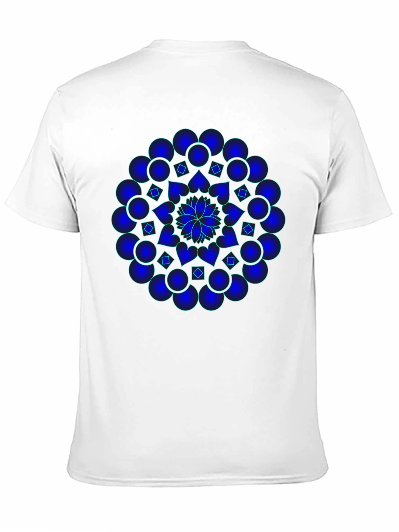 Mandala T-Shirt - Graphic Blue Print Black Cotton Tee