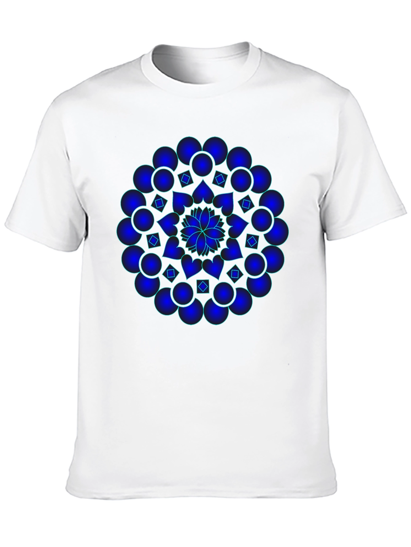 Mandala T-Shirt - Graphic Blue Print Black Cotton Tee