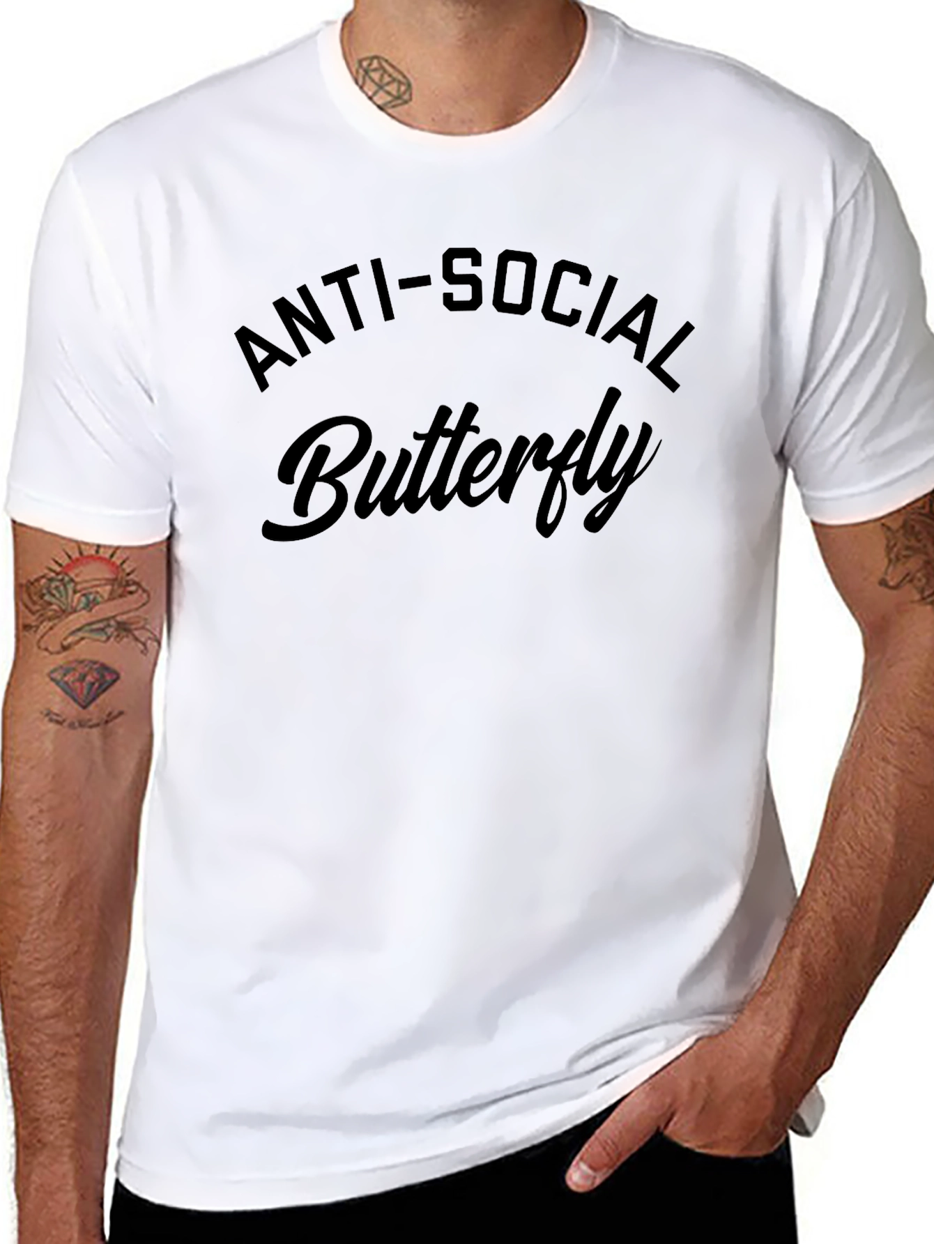 Anti-Social Butterfly Black Graphic T-Shirt