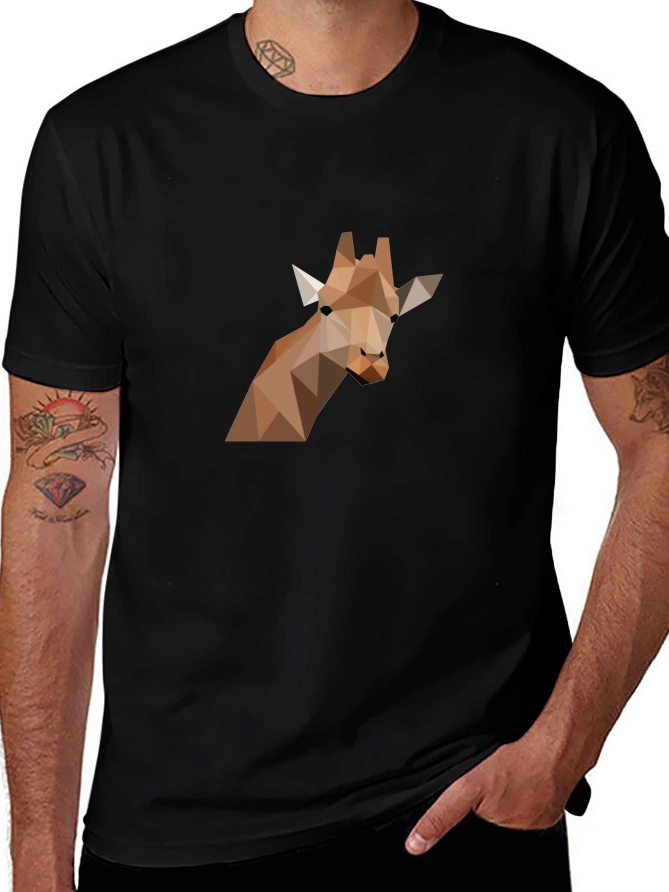 Geometric Giraffe Graphic Tee - Modern Art Shirt