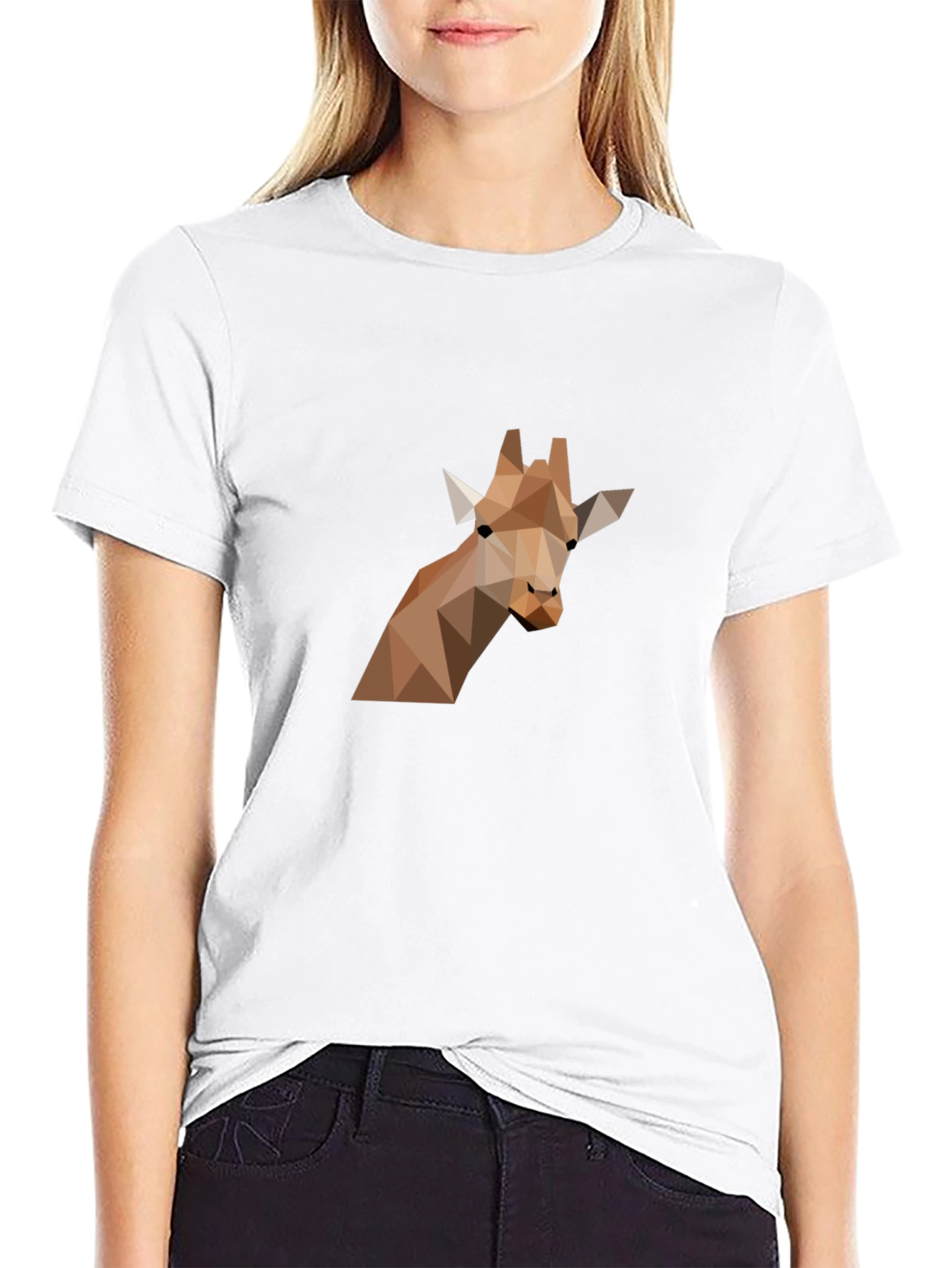 Geometric Giraffe Graphic Tee - Modern Art Shirt