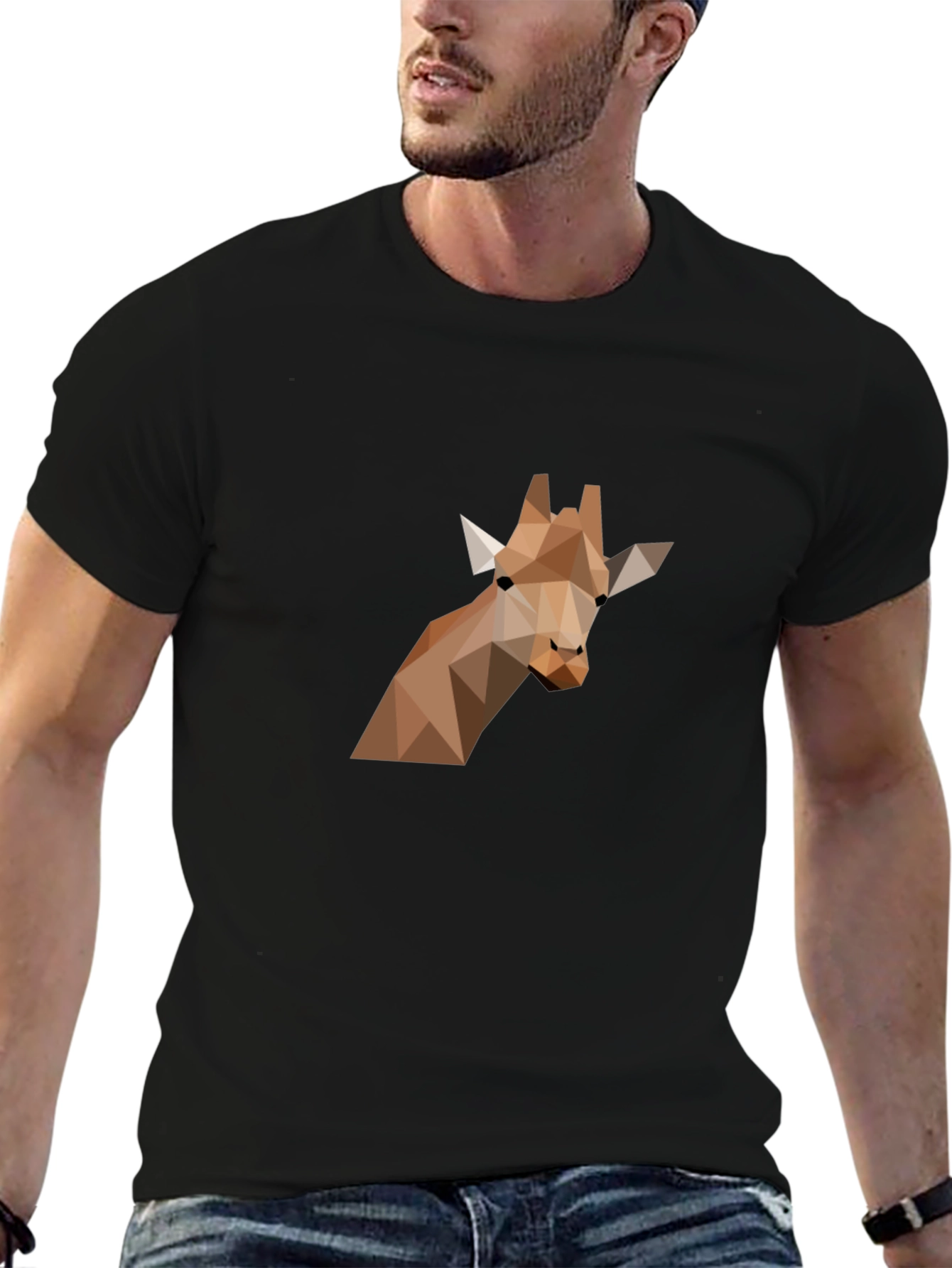 Geometric Giraffe Graphic Tee - Modern Art Shirt