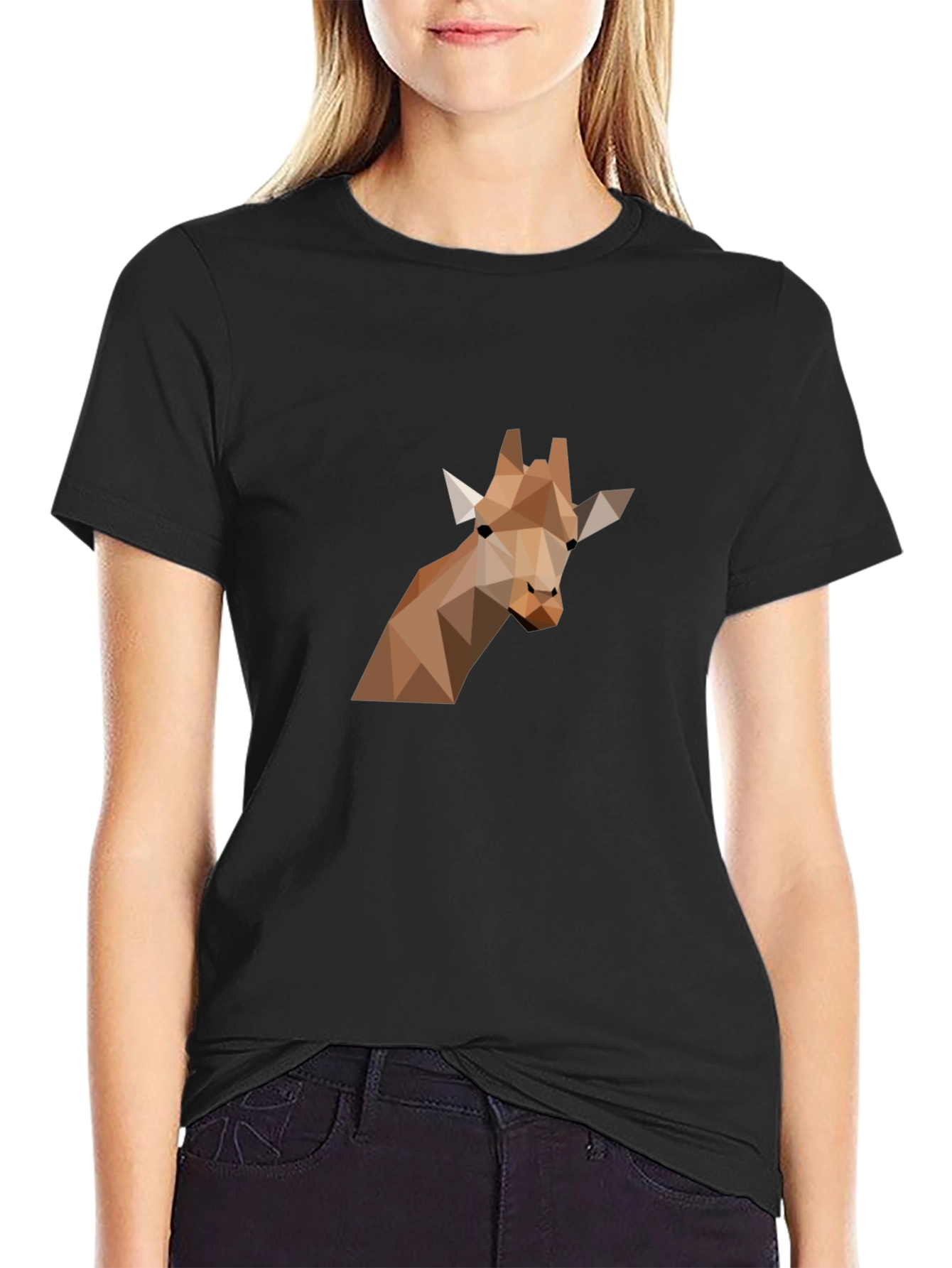 Geometric Giraffe Graphic Tee - Modern Art Shirt
