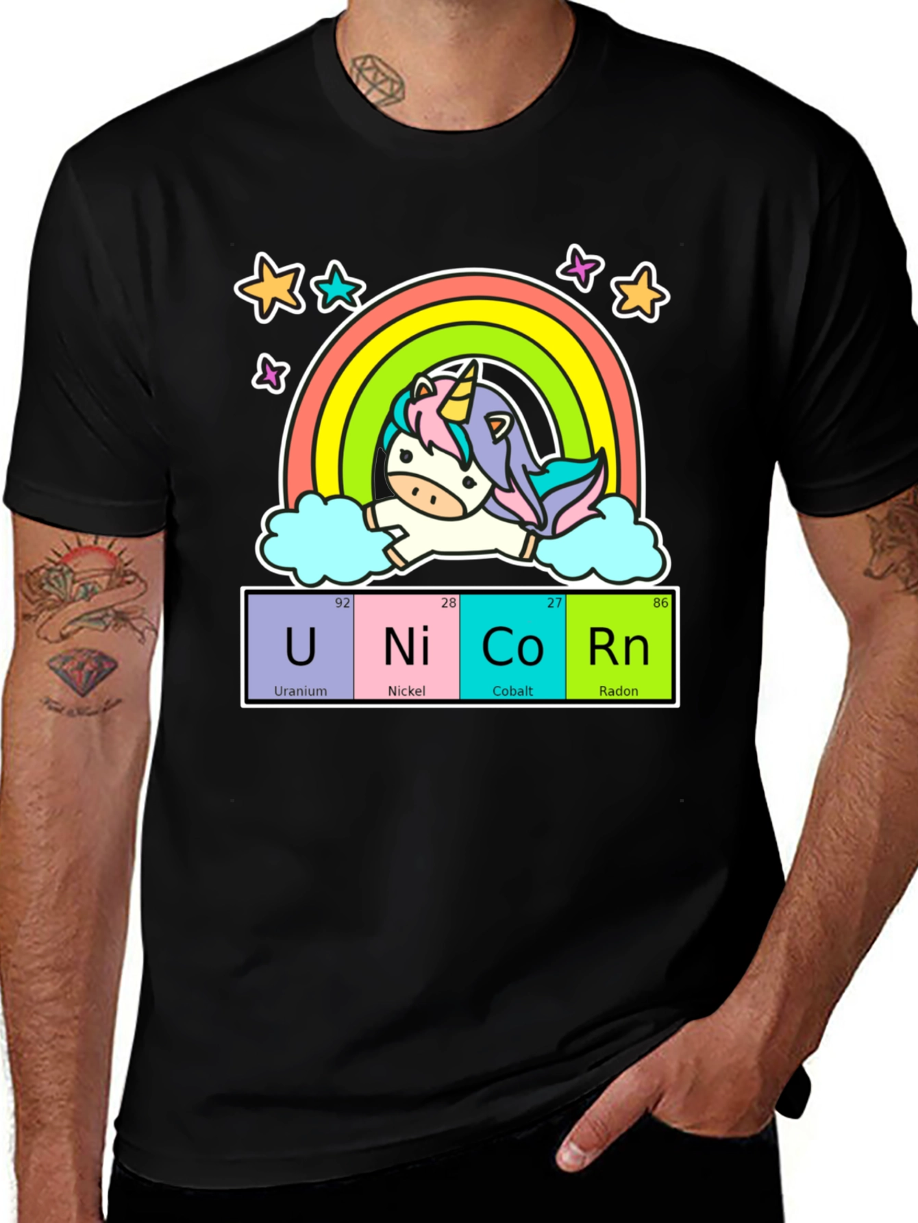 Unicorn Periodic Table Black T-Shirt